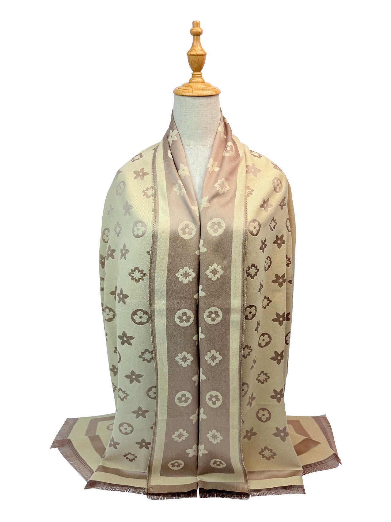 SF26130-437 Monogram Star Flower Print Scarf