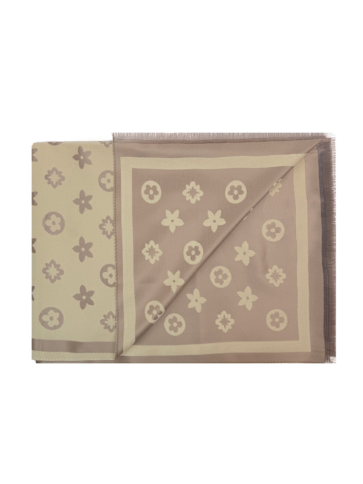 SF26130-437 Monogram Star Flower Print Scarf