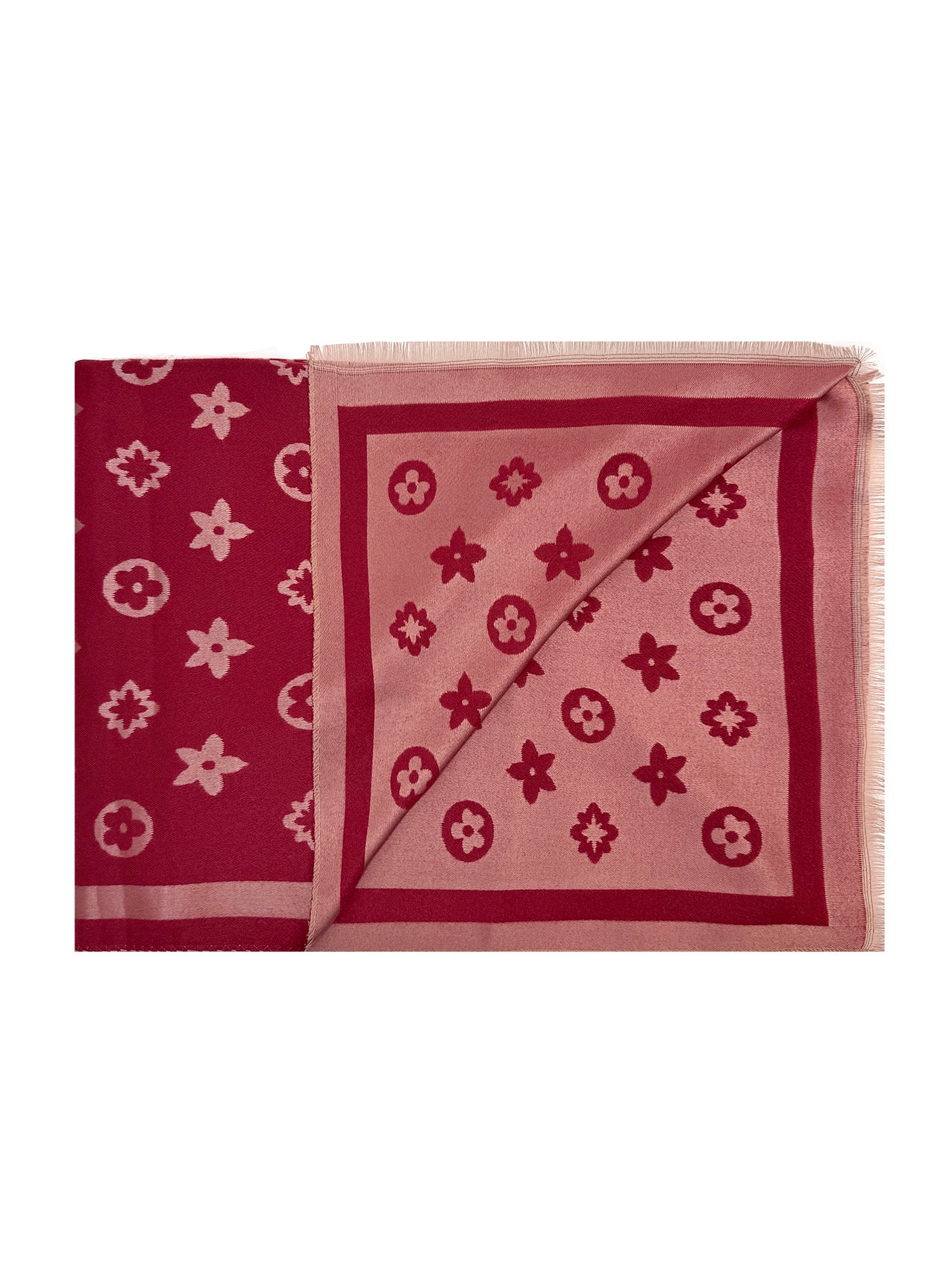 SF26130-437 Monogram Star Flower Print Scarf