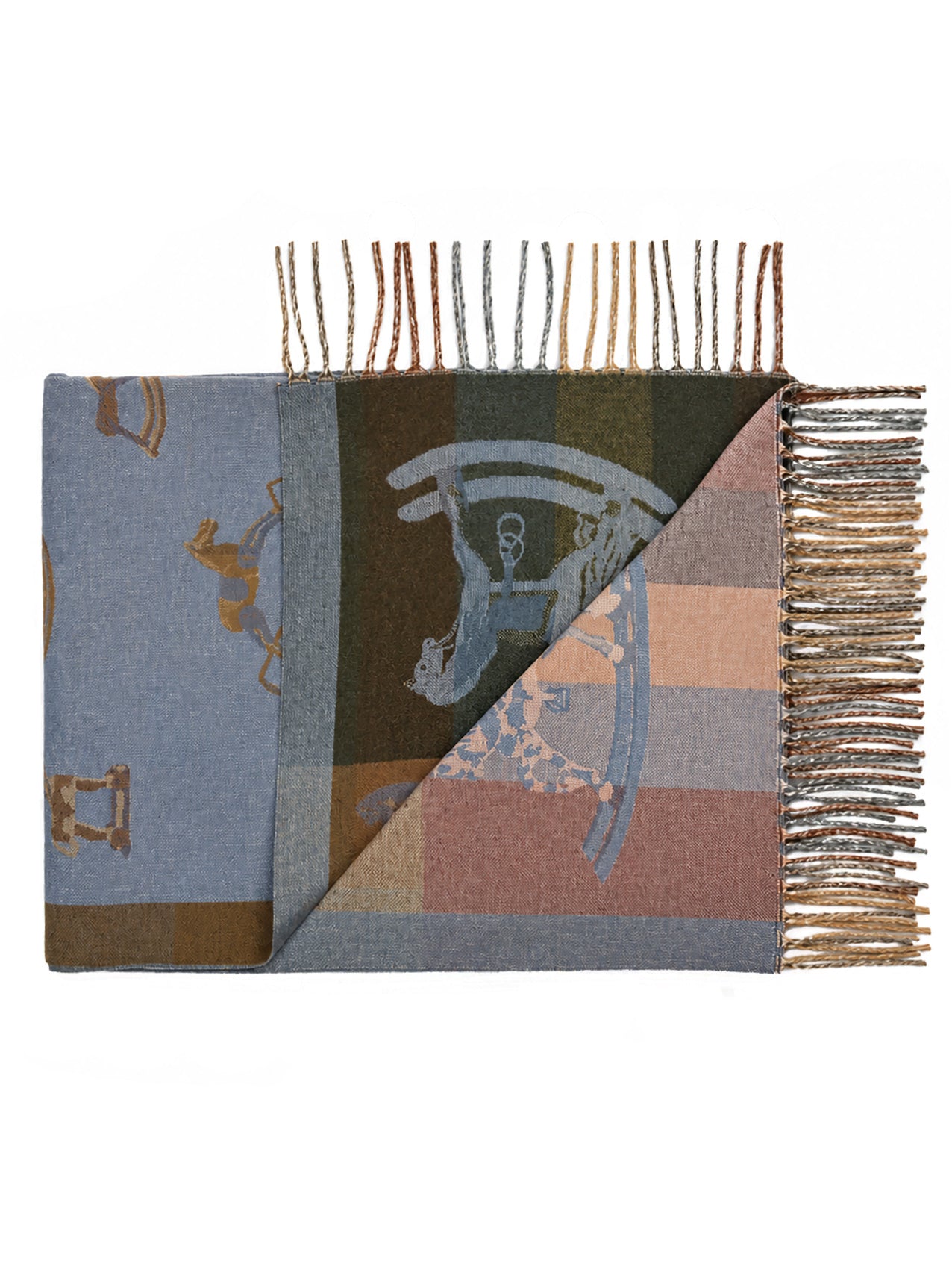 SF26138-421 Horse Print Reversible Scarf