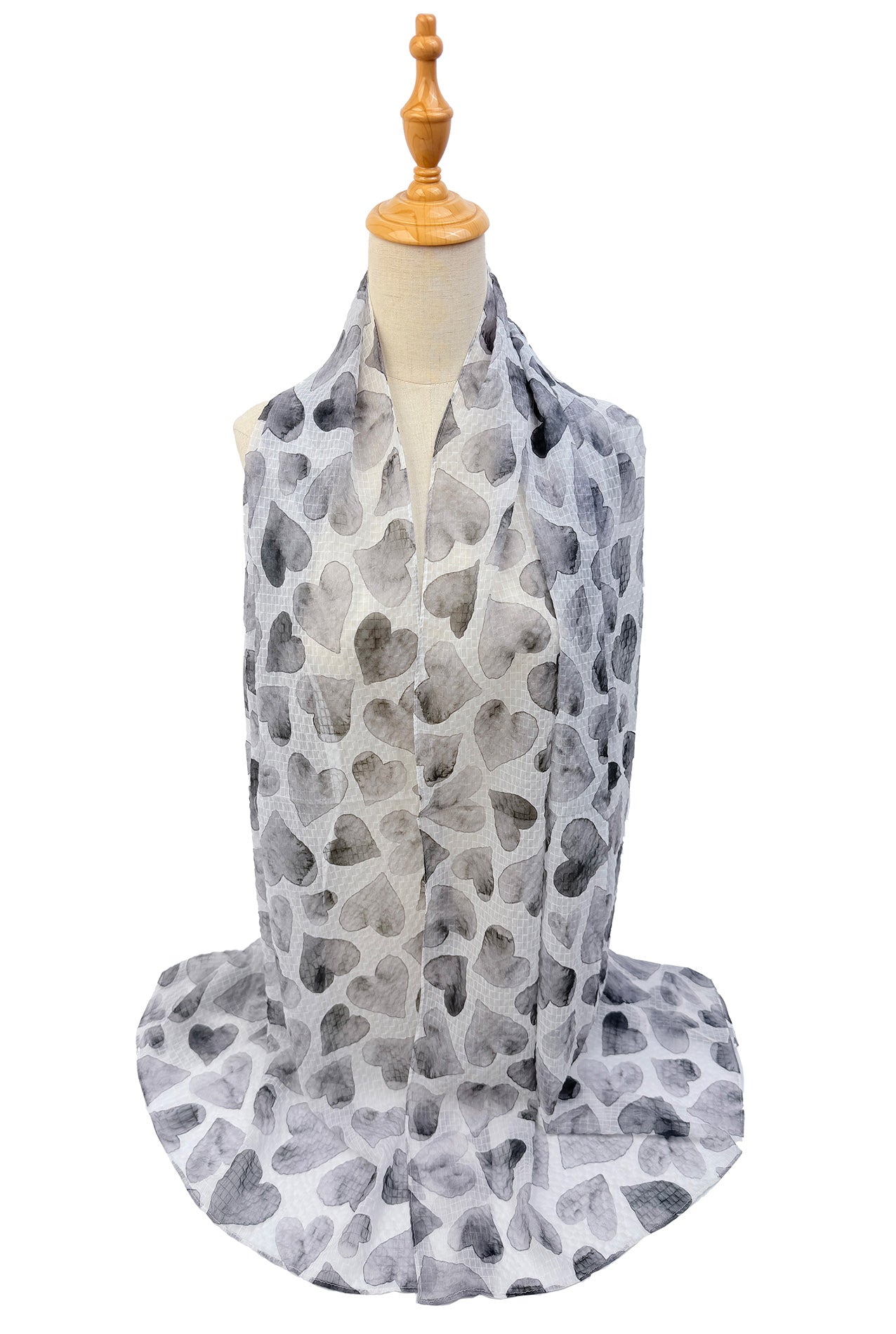 SF26140-361 Hearts Print Cotton Mix Scarf