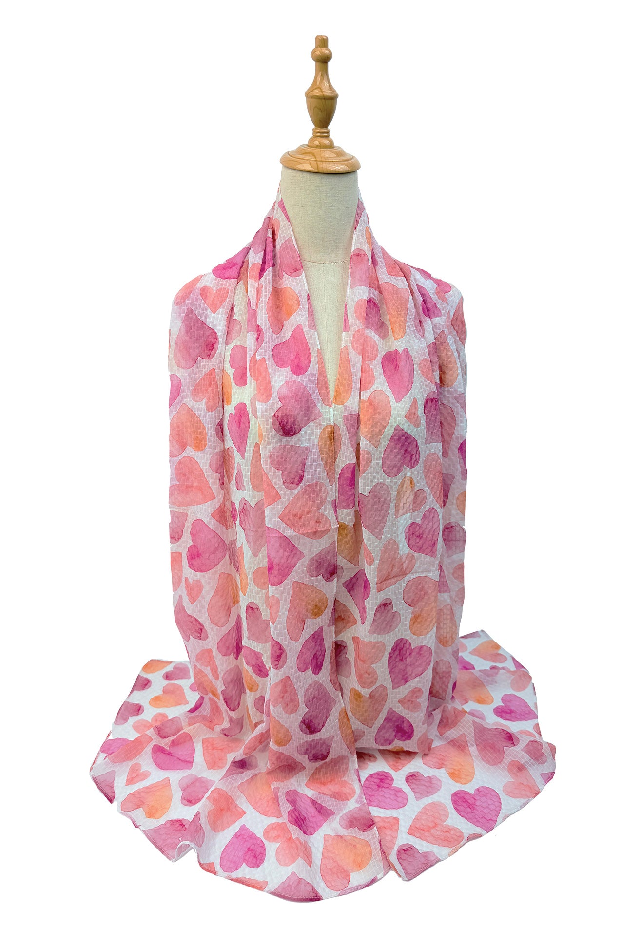 SF26140-361 Hearts Print Cotton Mix Scarf