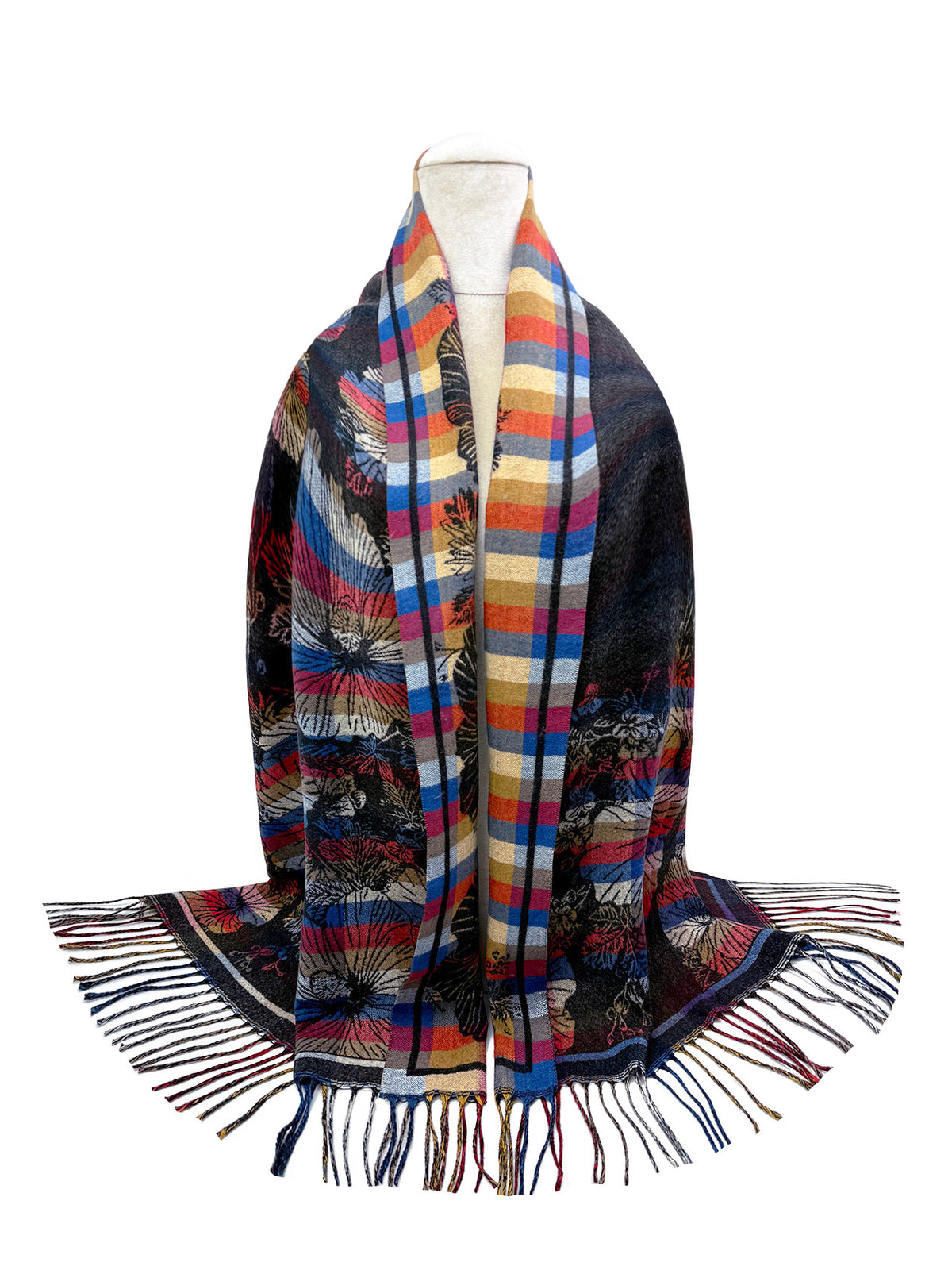 SF26140-400 Stripey Floral Print Scarf