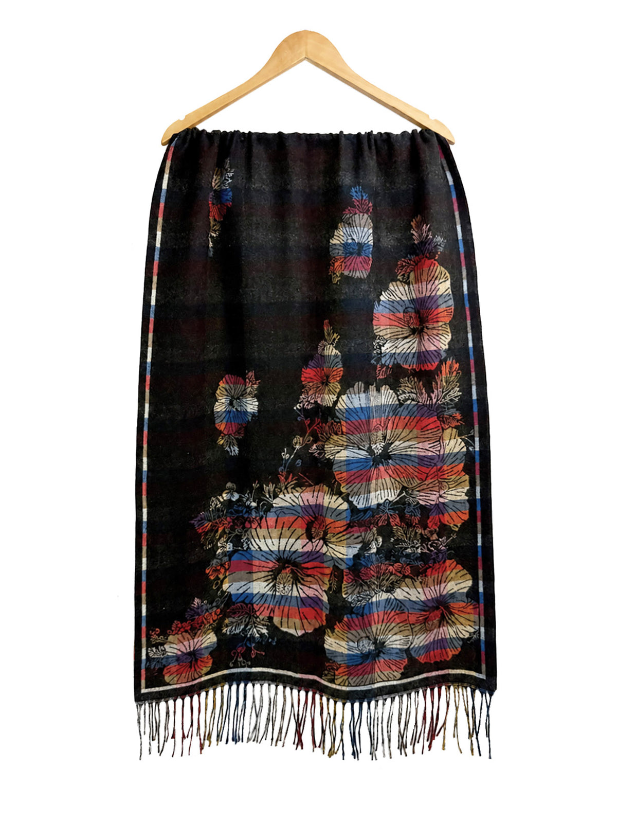 SF26140-400 Stripey Floral Print Scarf