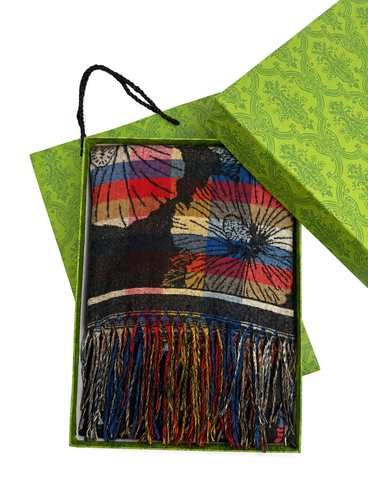 SF26140-400 Stripey Floral Print Scarf