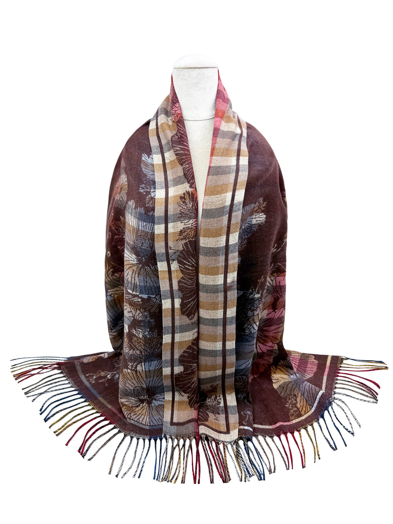 SF26140-400 Stripey Floral Print Scarf