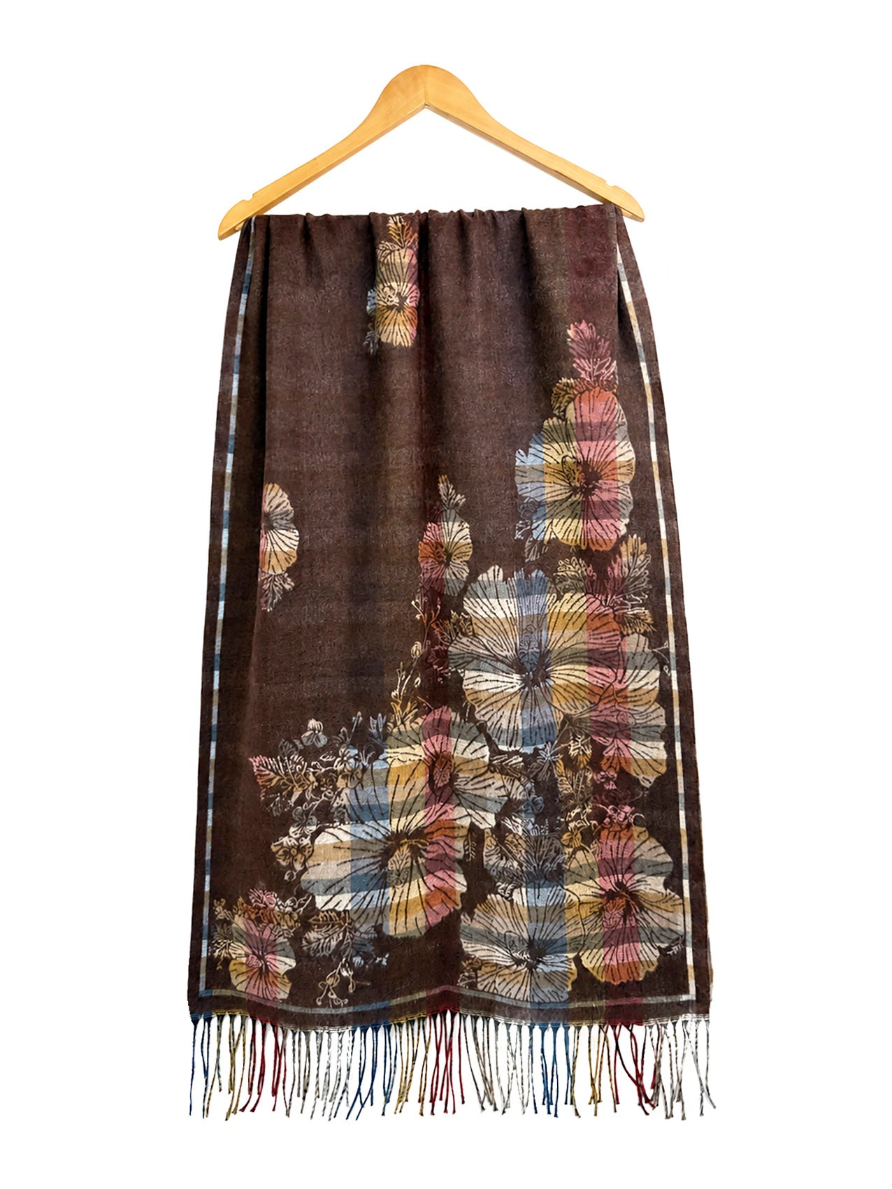 SF26140-400 Stripey Floral Print Scarf