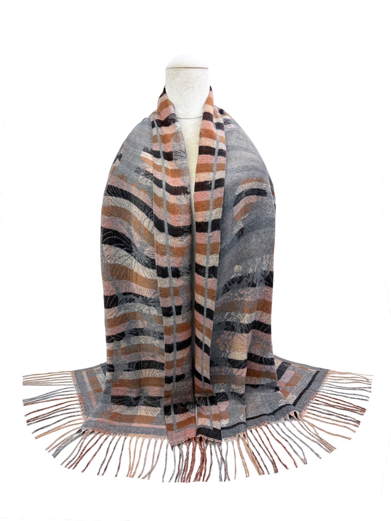 SF26140-400 Stripey Floral Print Scarf