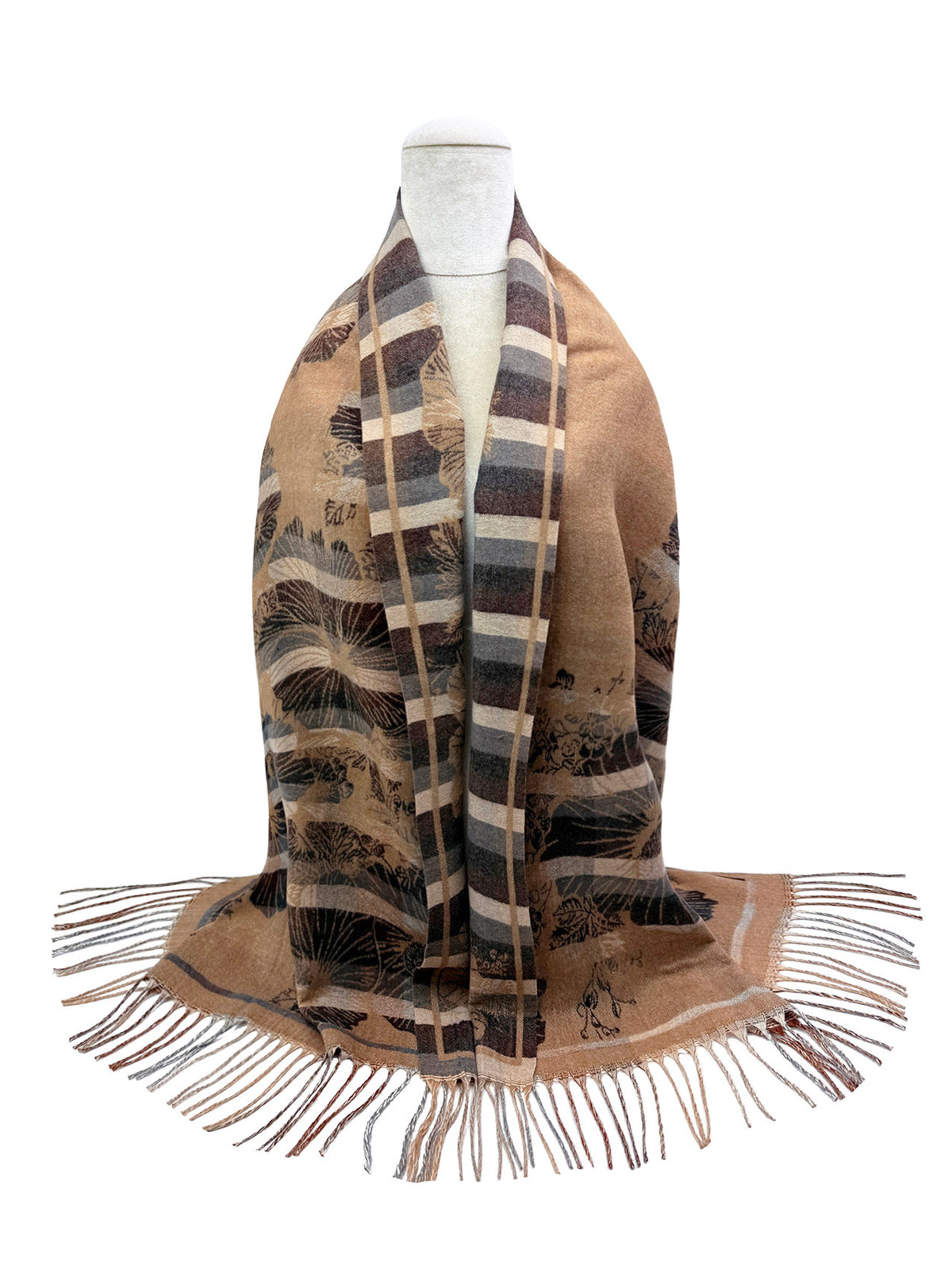 SF26140-400 Stripey Floral Print Scarf