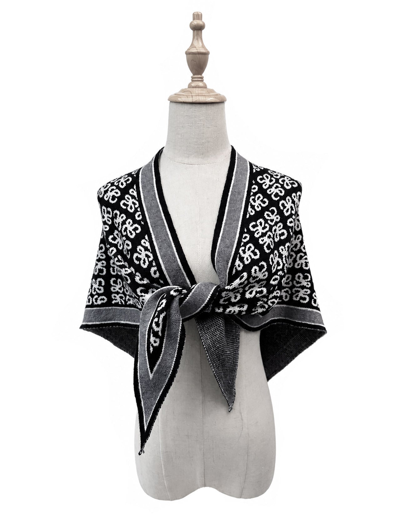 SF26145-435 Ditsy Clover Print Triangle Scarf