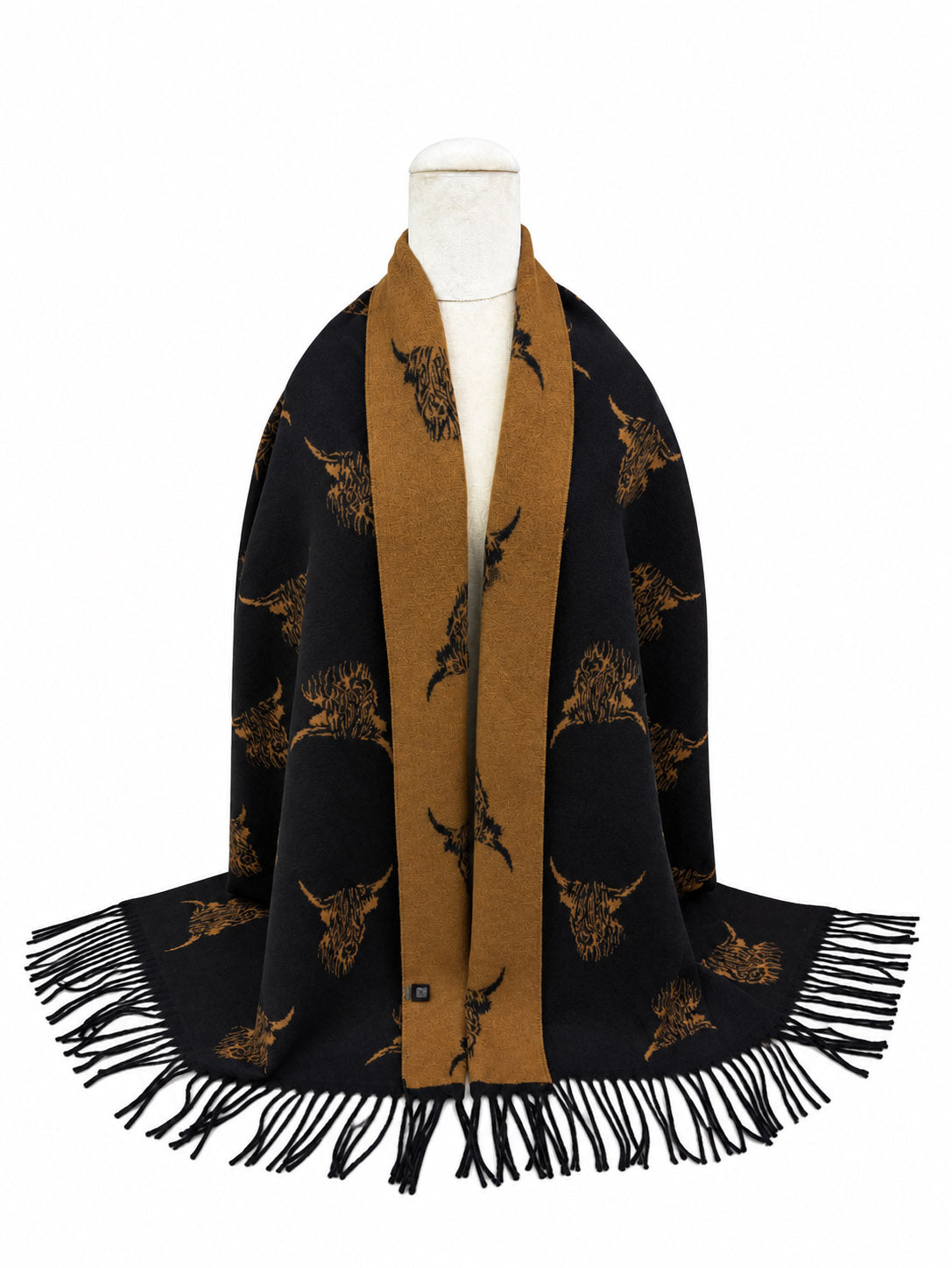 SF26200-442 Cashmere Blend Highland Cow Print Scarf