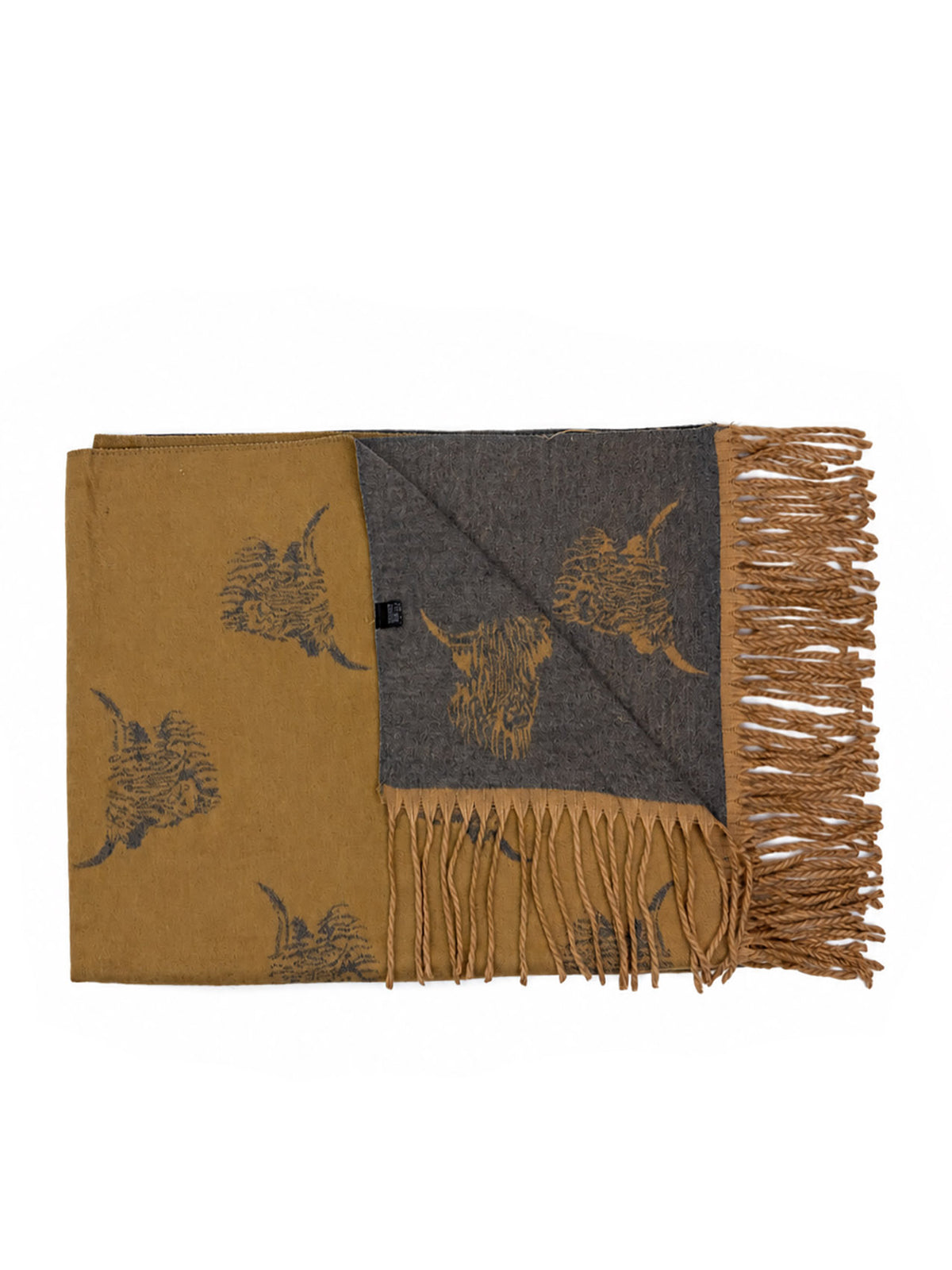 SF26200-442 Cashmere Blend Highland Cow Print Scarf