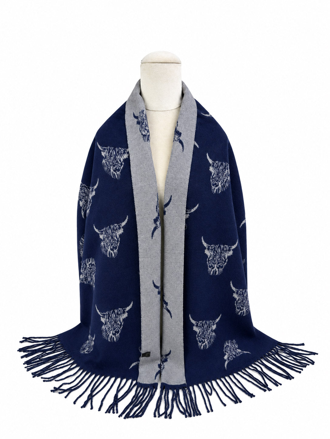 SF26200-442 Cashmere Blend Highland Cow Print Scarf