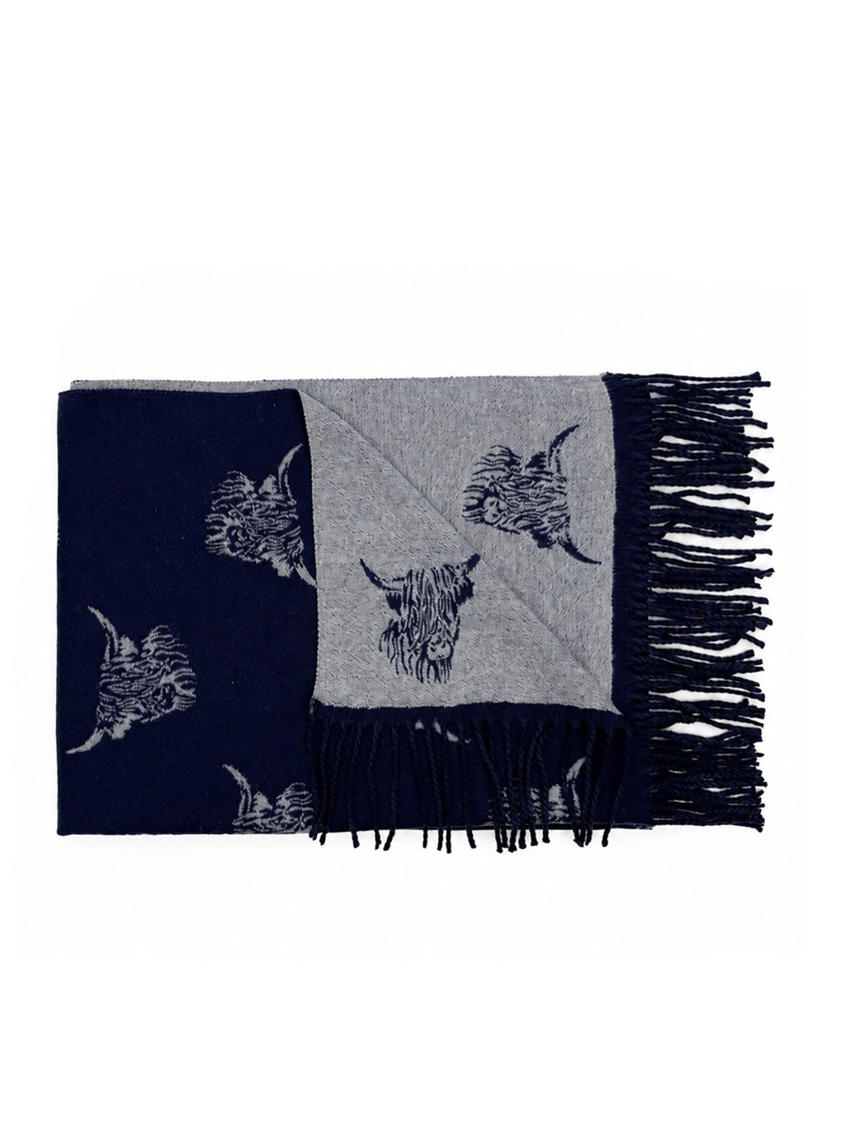 SF26200-442 Cashmere Blend Highland Cow Print Scarf