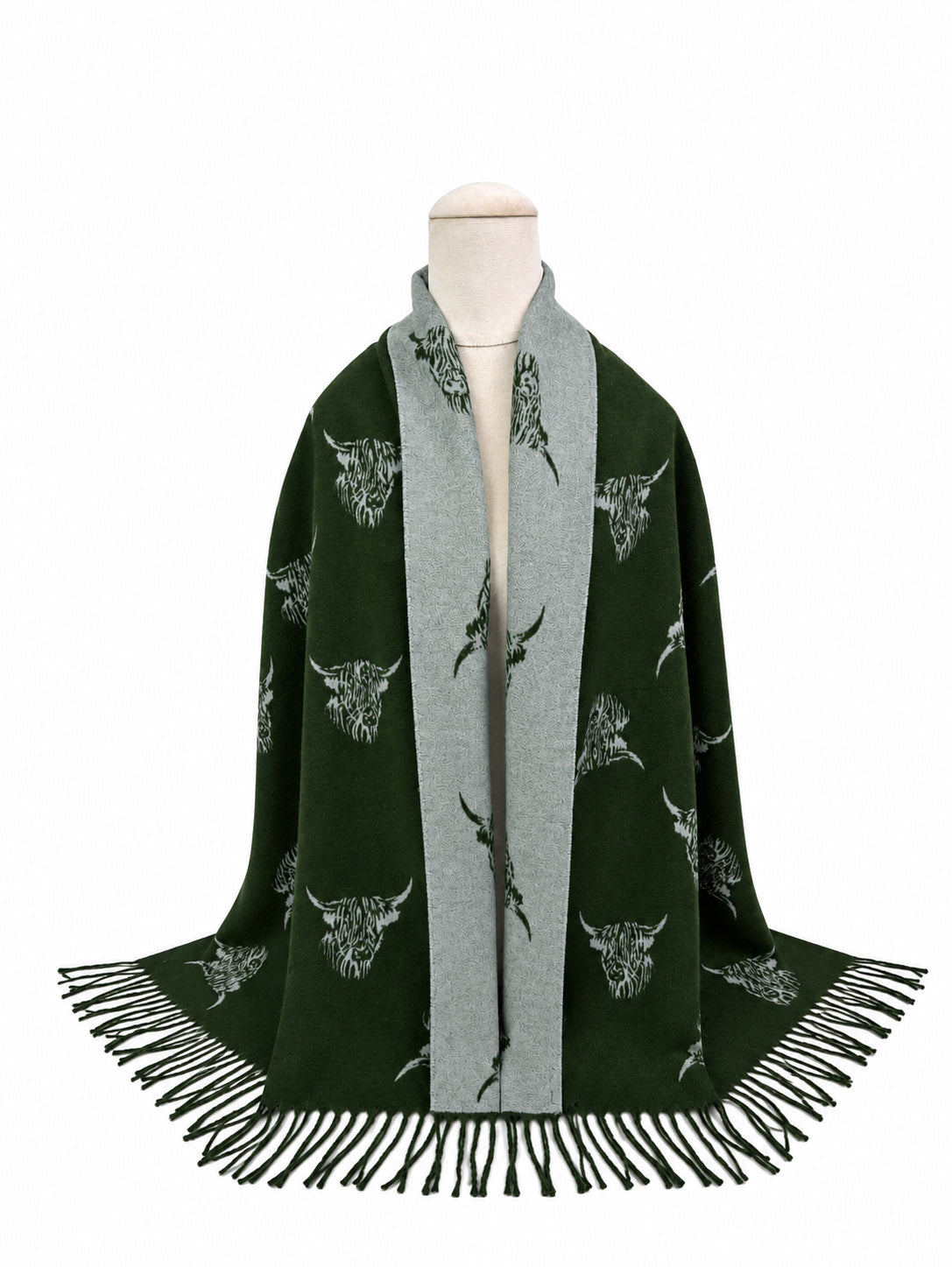 SF26200-442 Cashmere Blend Highland Cow Print Scarf
