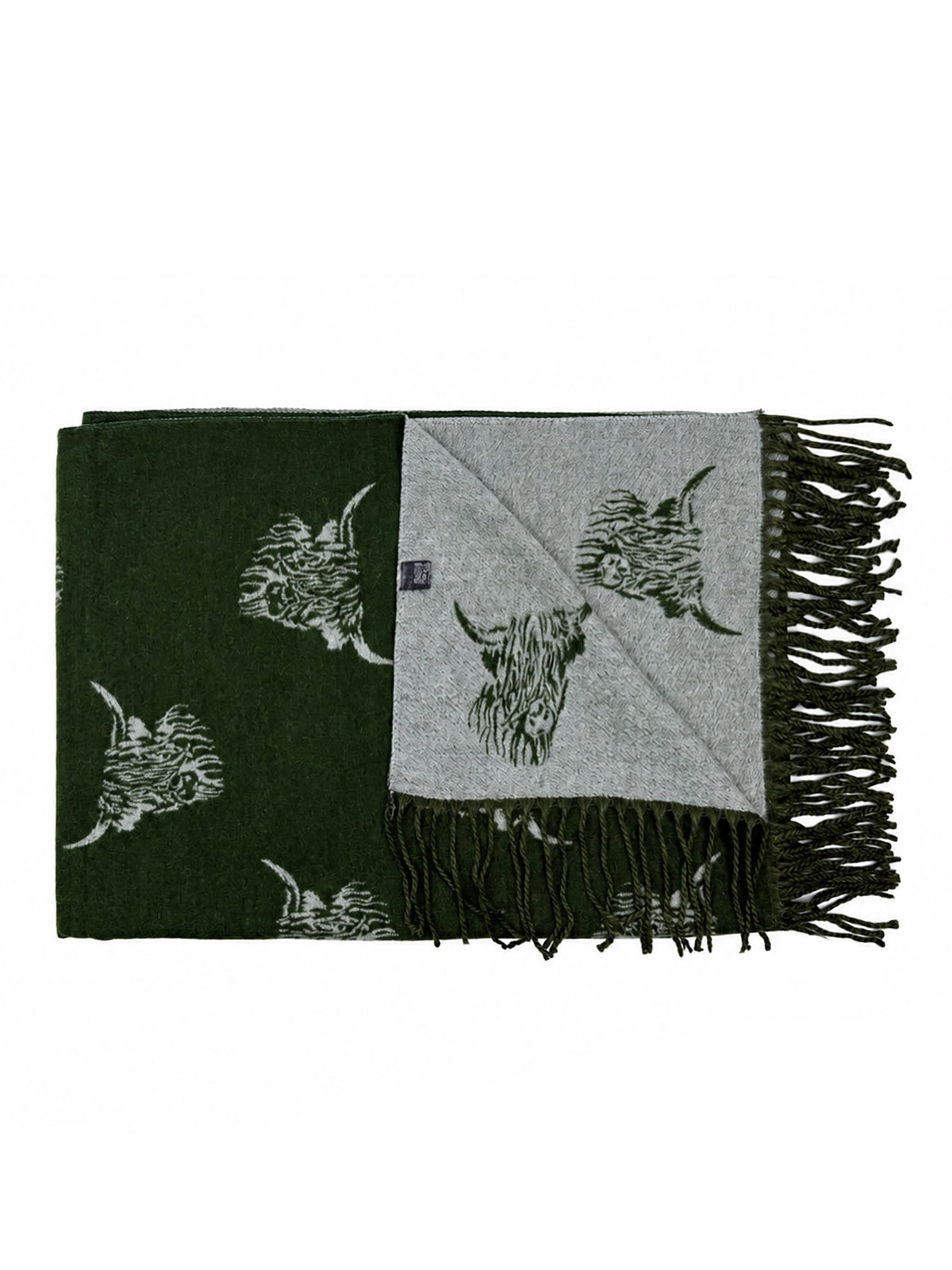 SF26200-442 Cashmere Blend Highland Cow Print Scarf