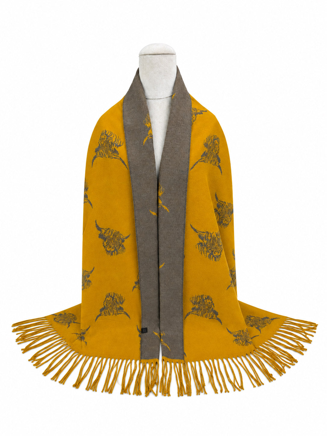 SF26200-442 Cashmere Blend Highland Cow Print Scarf