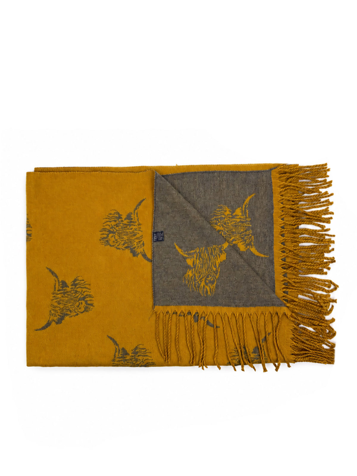SF26200-442 Cashmere Blend Highland Cow Print Scarf
