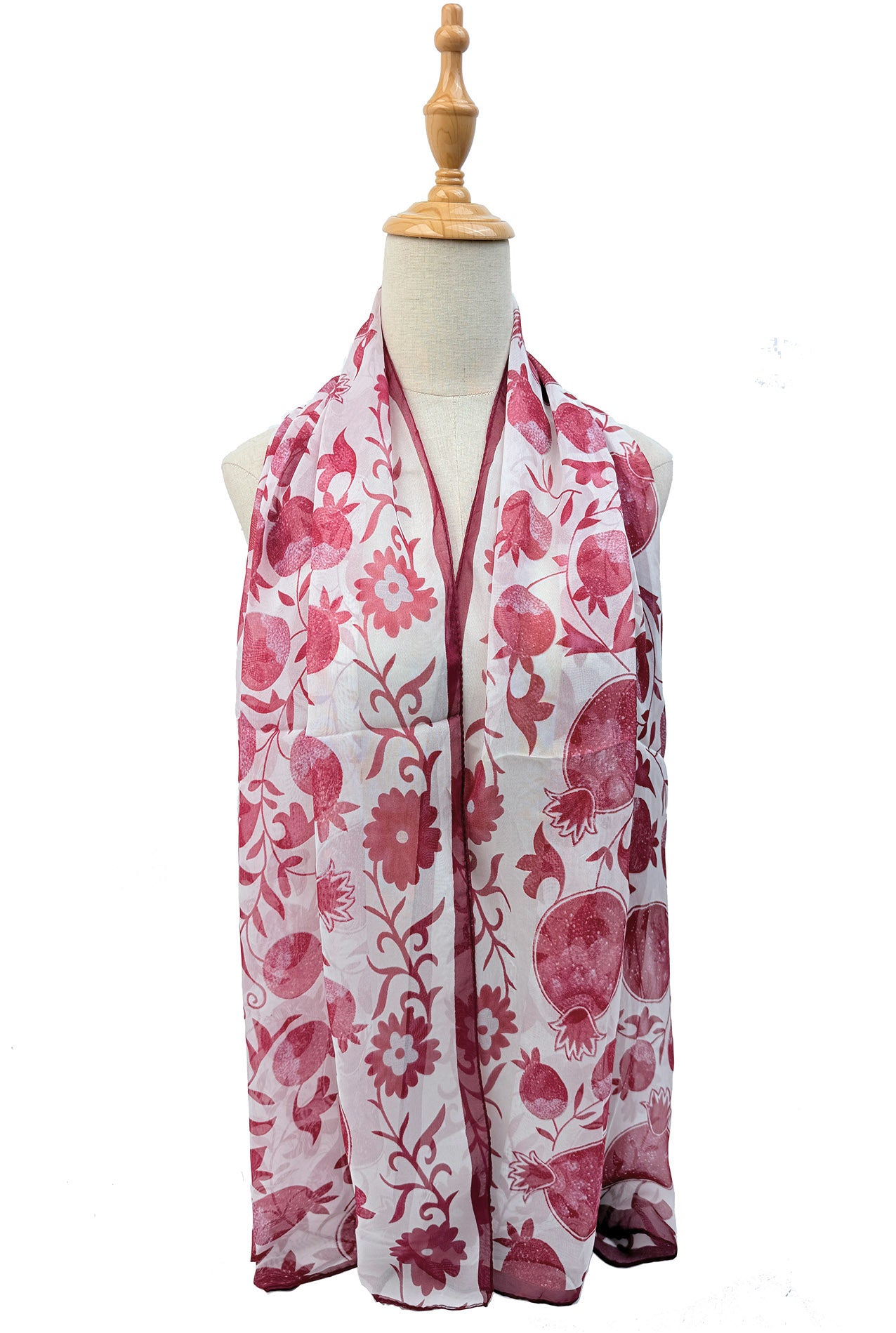 SF2633-365 Pomegranate Print Chiffon Scarf