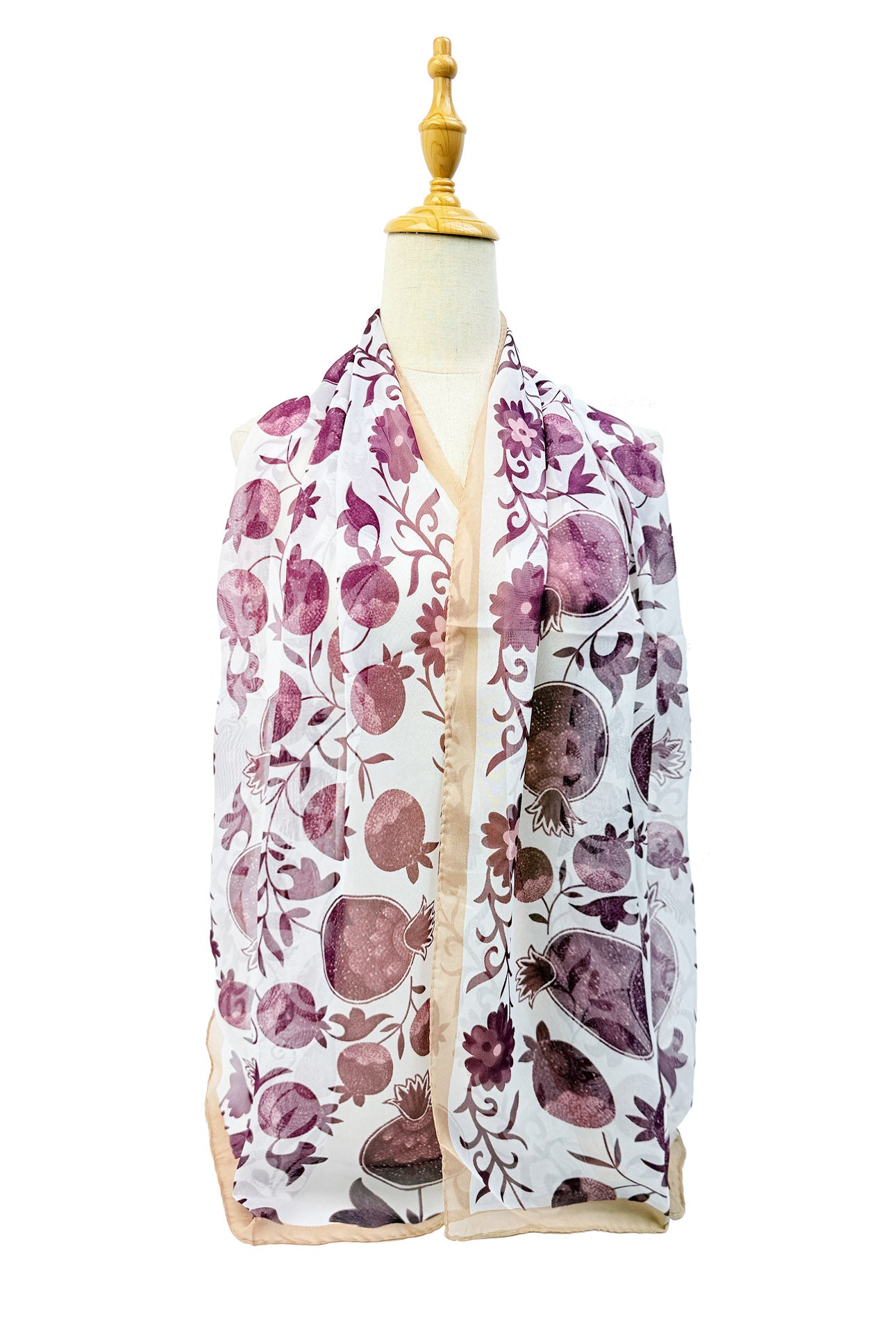 SF2633-365 Pomegranate Print Chiffon Scarf