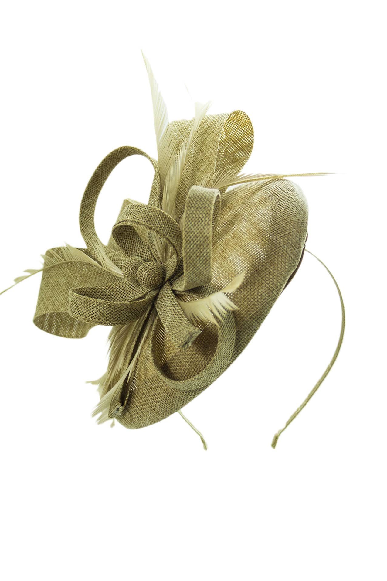 SFC12658-24 Gauze Button Base Fascinator with Looped Flower and Feathe ...
