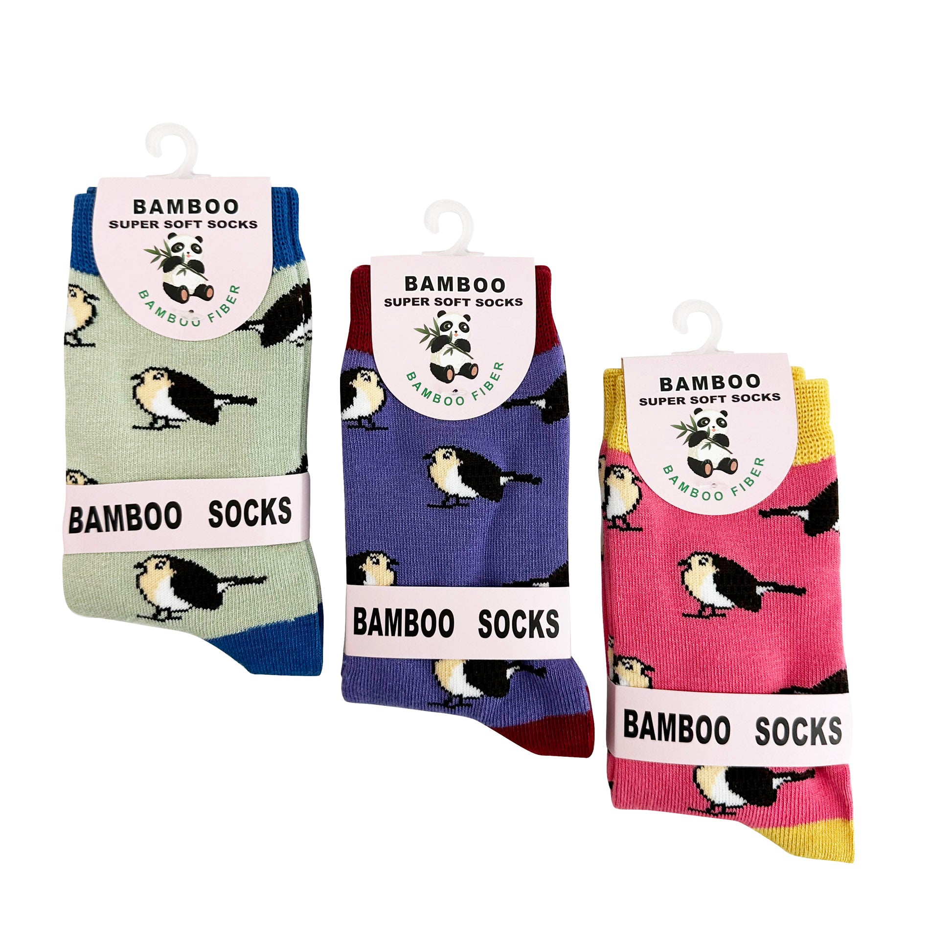 SK-17 A Gift Box of 3 Pairs of Cute Robin Bird Print Bamboo Socks – A ...