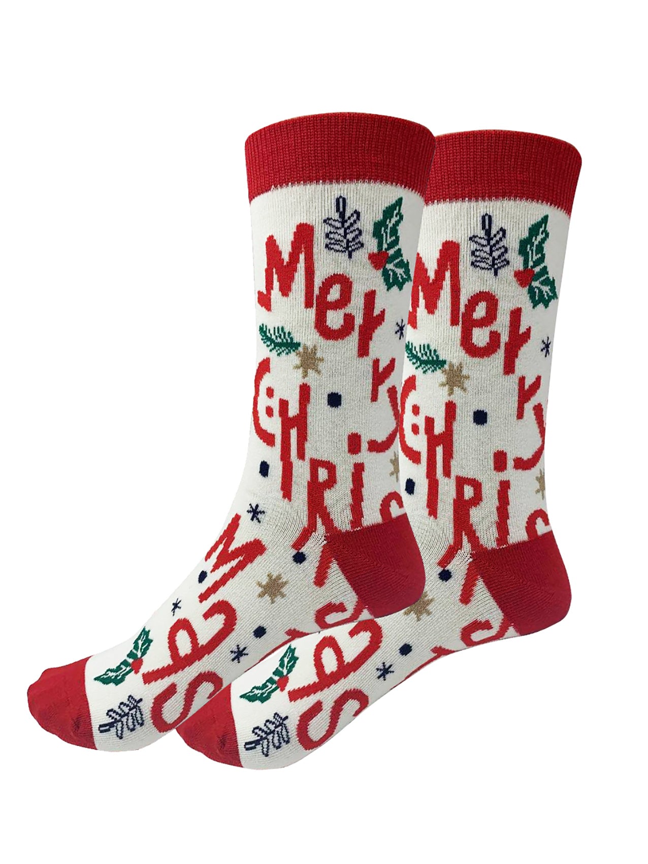 SK-1 Christmas Snowflakes Santa Claus Bamboo Blend Socks