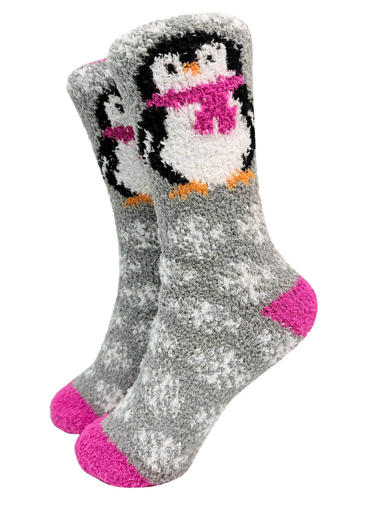 SK-36 Snowflakes & Penguin Pattern Fluffy Socks