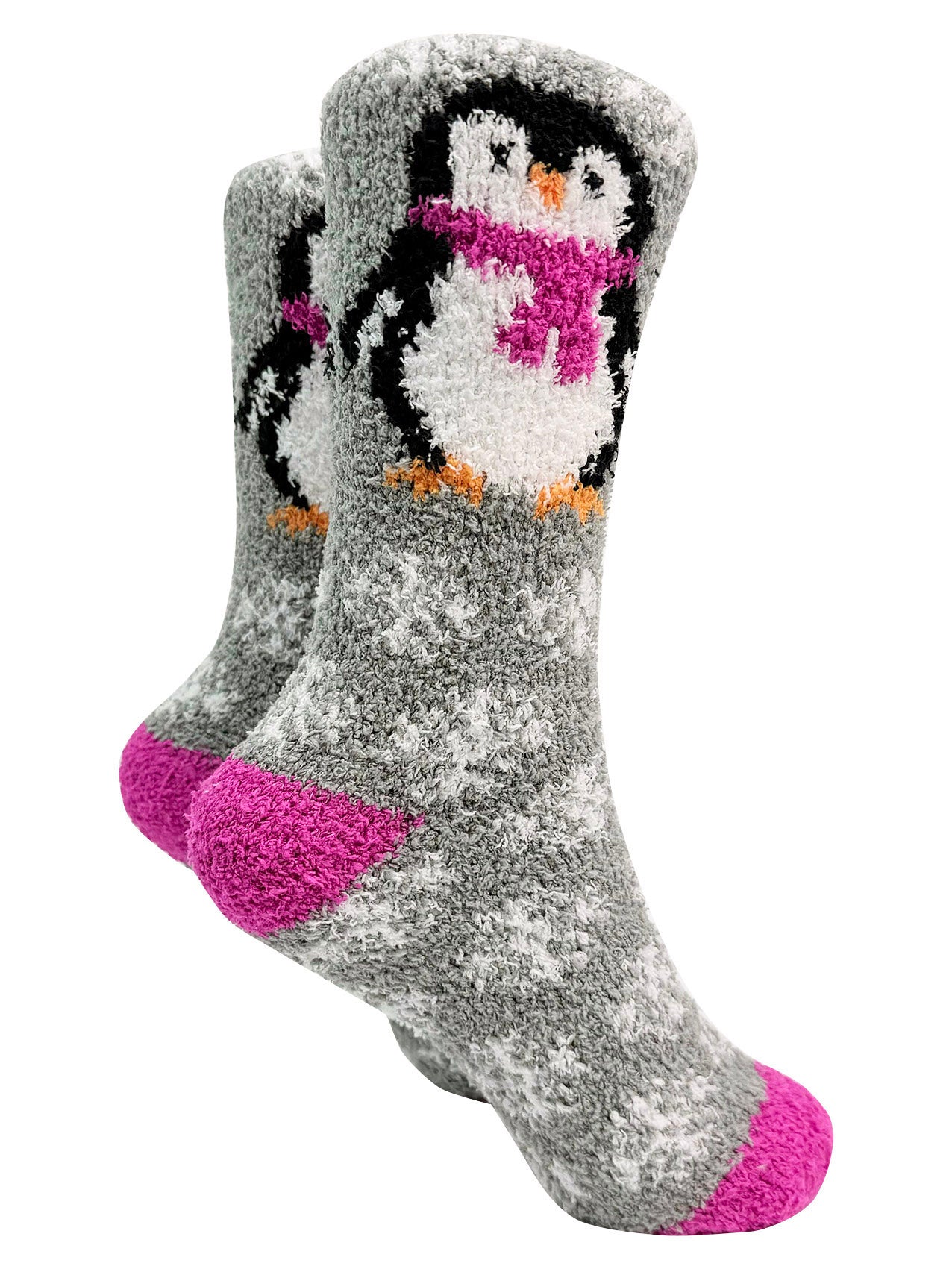 SK-36 Snowflakes & Penguin Pattern Fluffy Socks