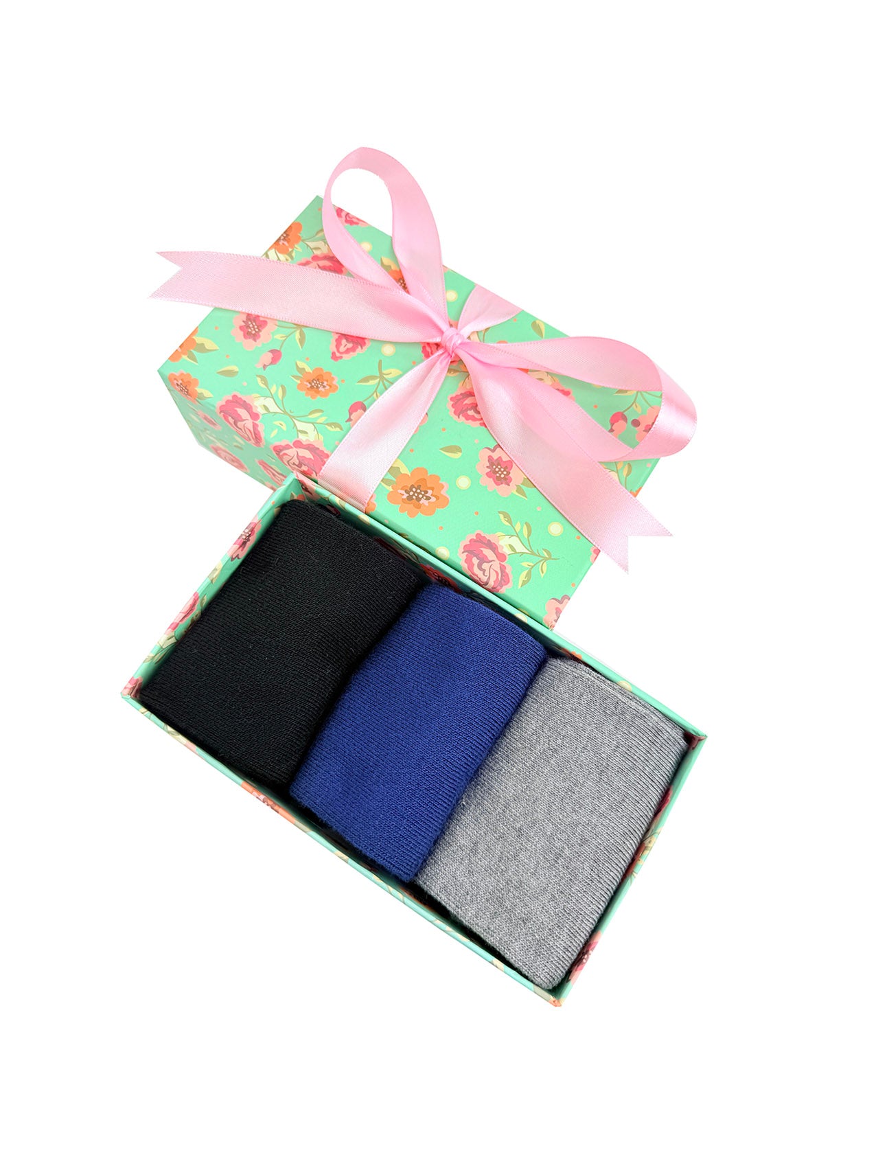 SK-37 A Gift Box of 3 Pairs of Plain Bamboo Socks
