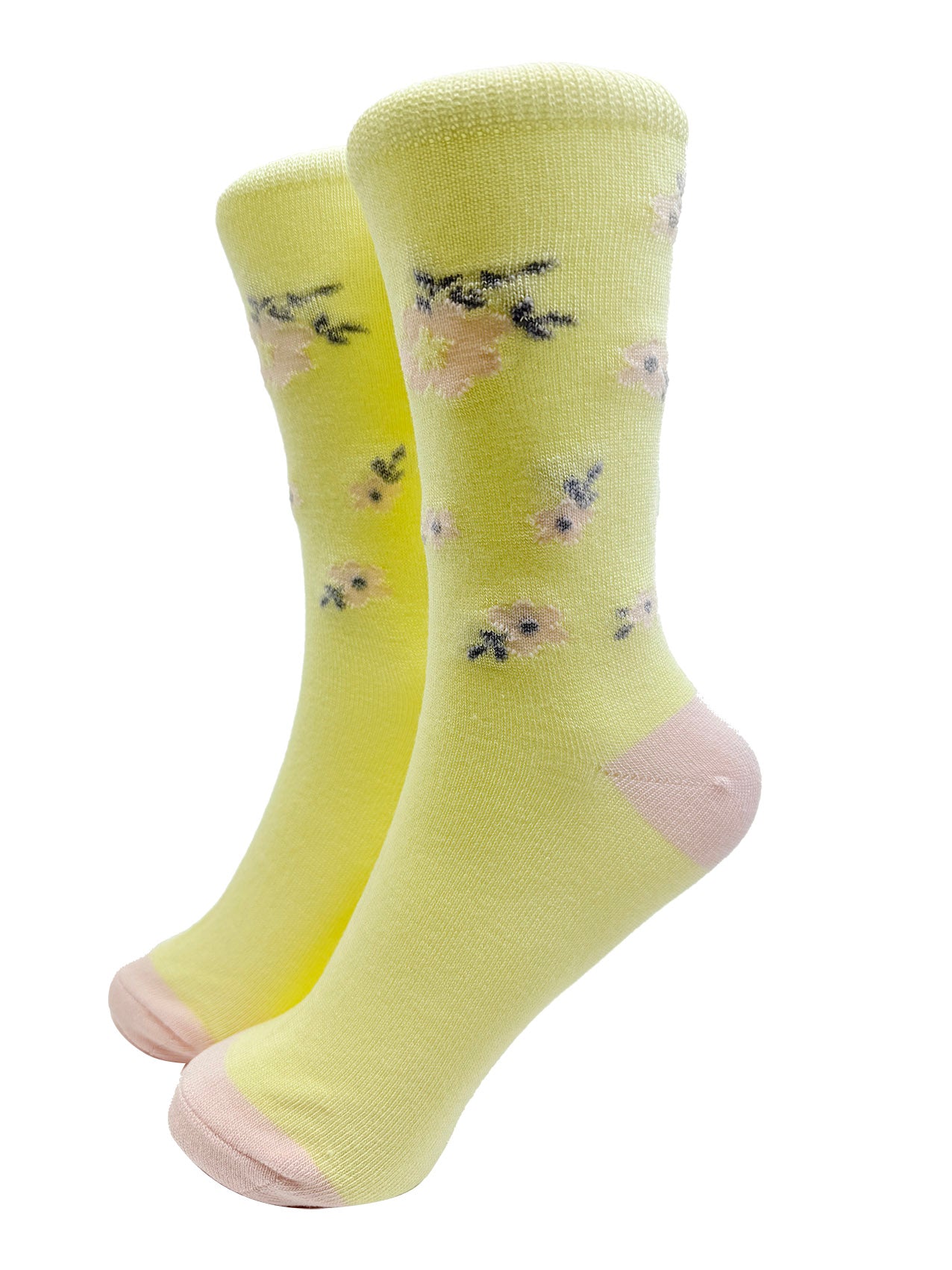 SK-38 White Flowers Print Bamboo Socks