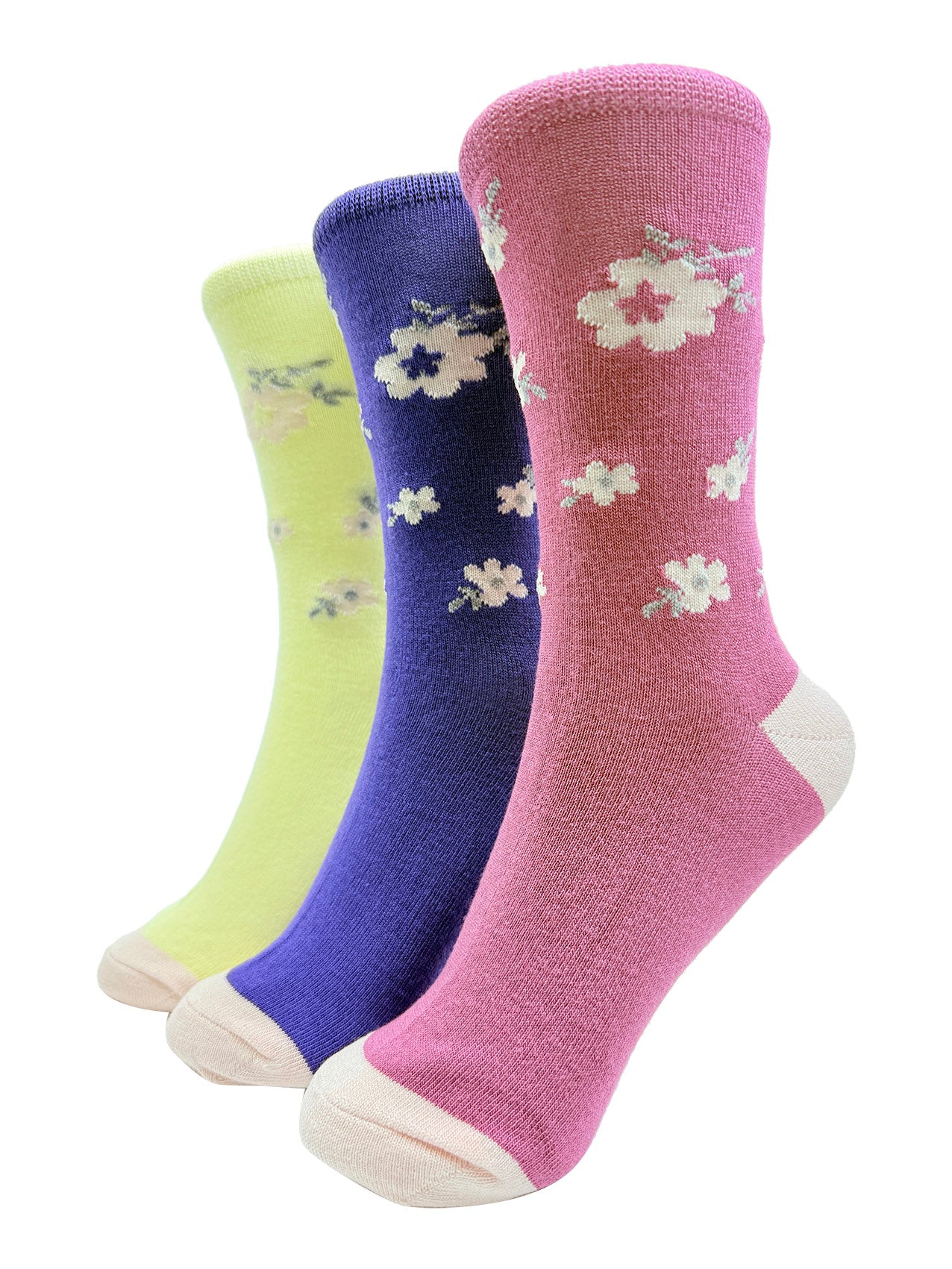 SK-38 White Flowers Print Bamboo Socks