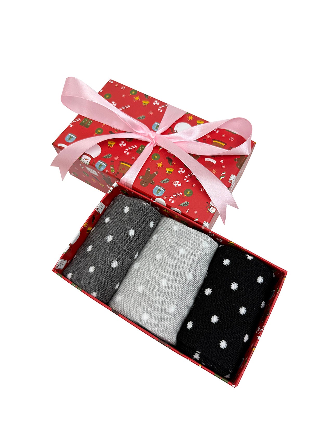 SK-39 A Gift Box of 3 Pairs of Dotted Print Bamboo Socks