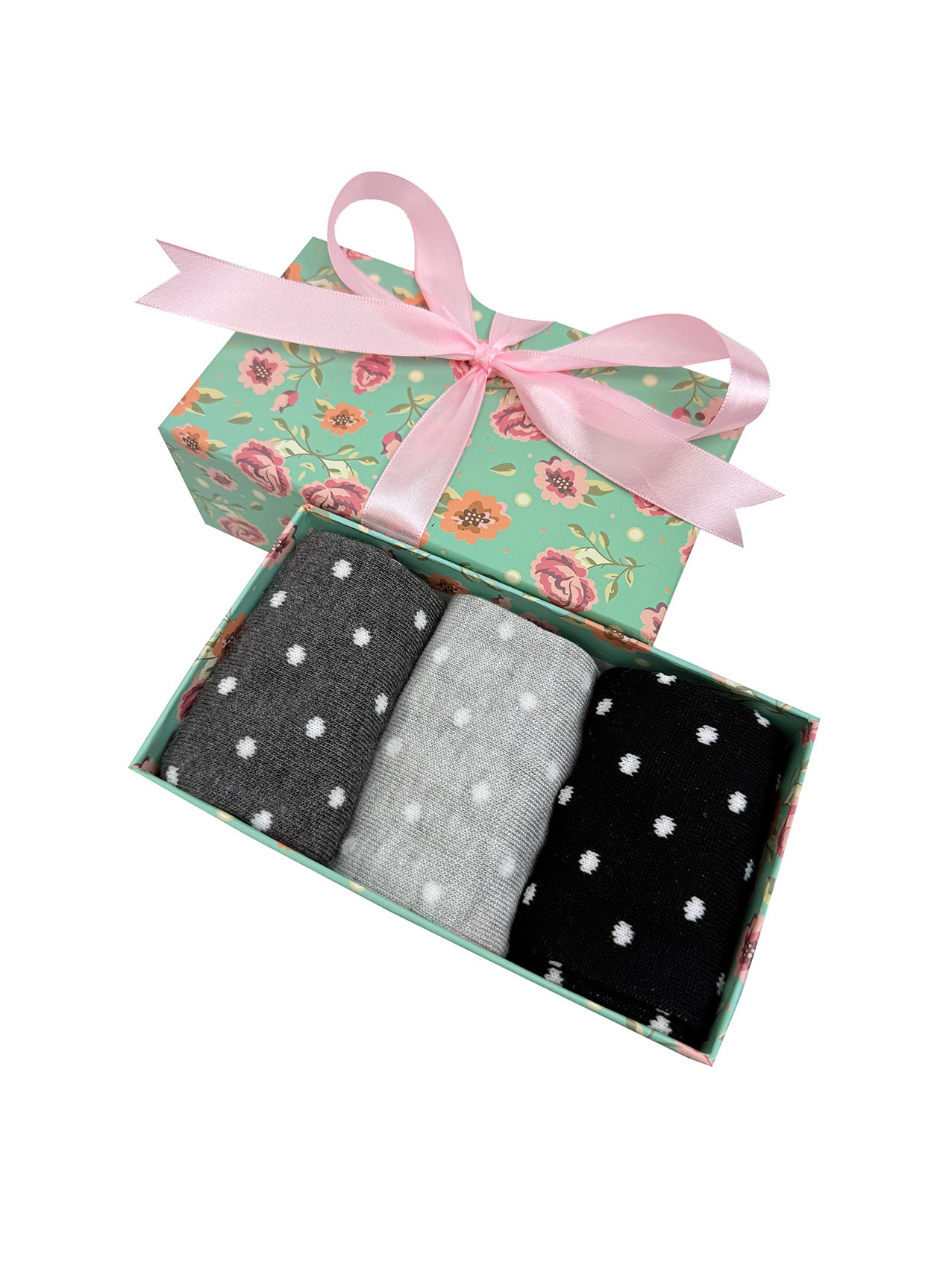 SK-39 A Gift Box of 3 Pairs of Dotted Print Bamboo Socks