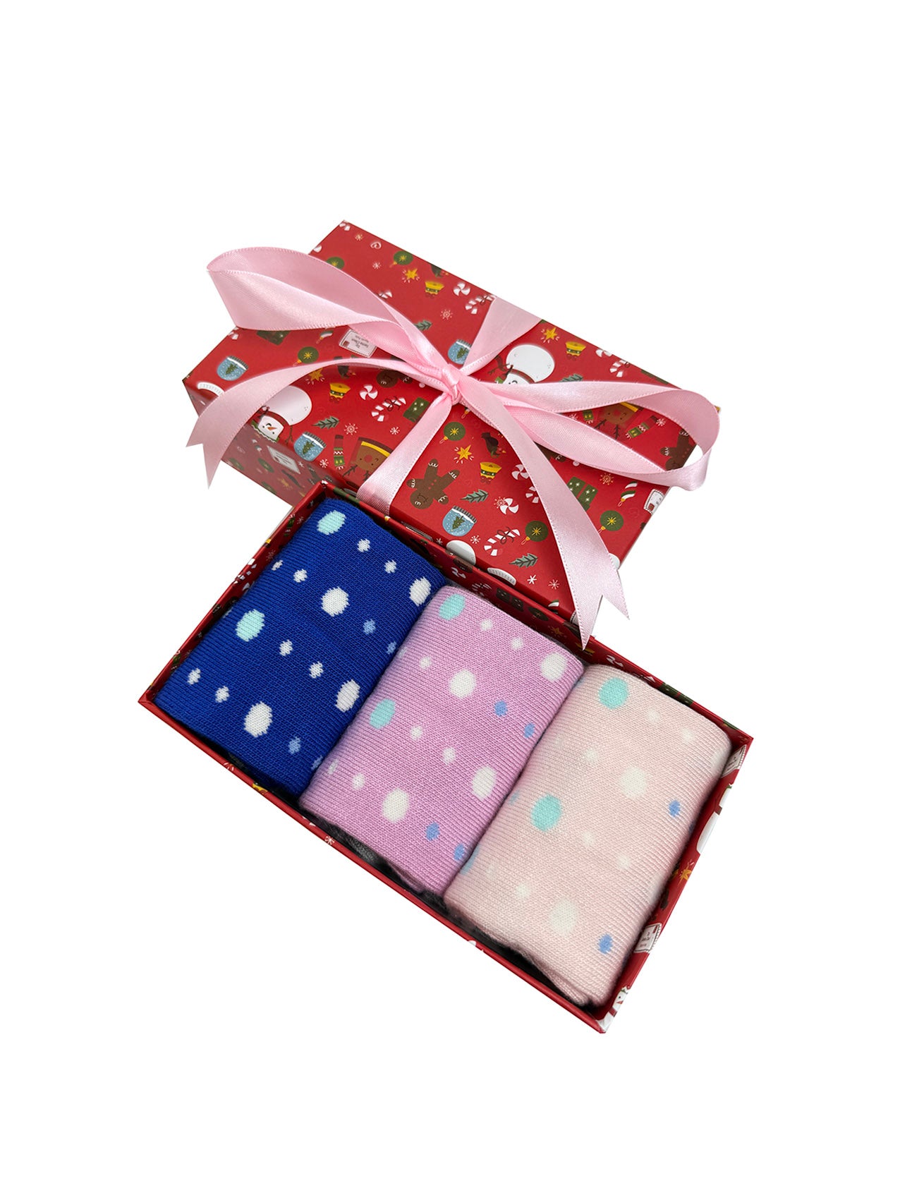 SK-40 A Gift Box of 3 Pairs of Polka Dot Print Bamboo Socks