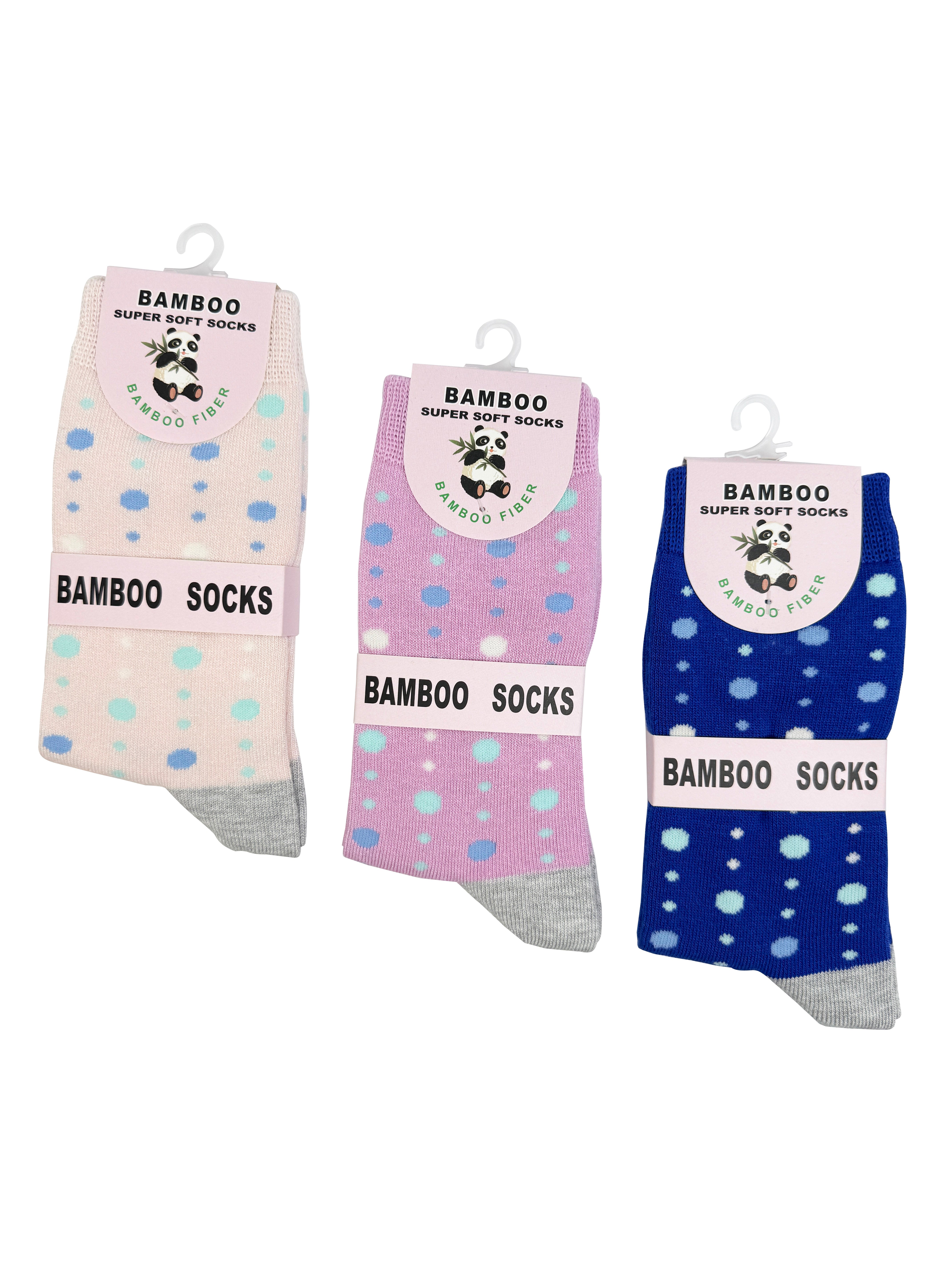 SK-40 A Gift Box of 3 Pairs of Polka Dot Print Bamboo Socks
