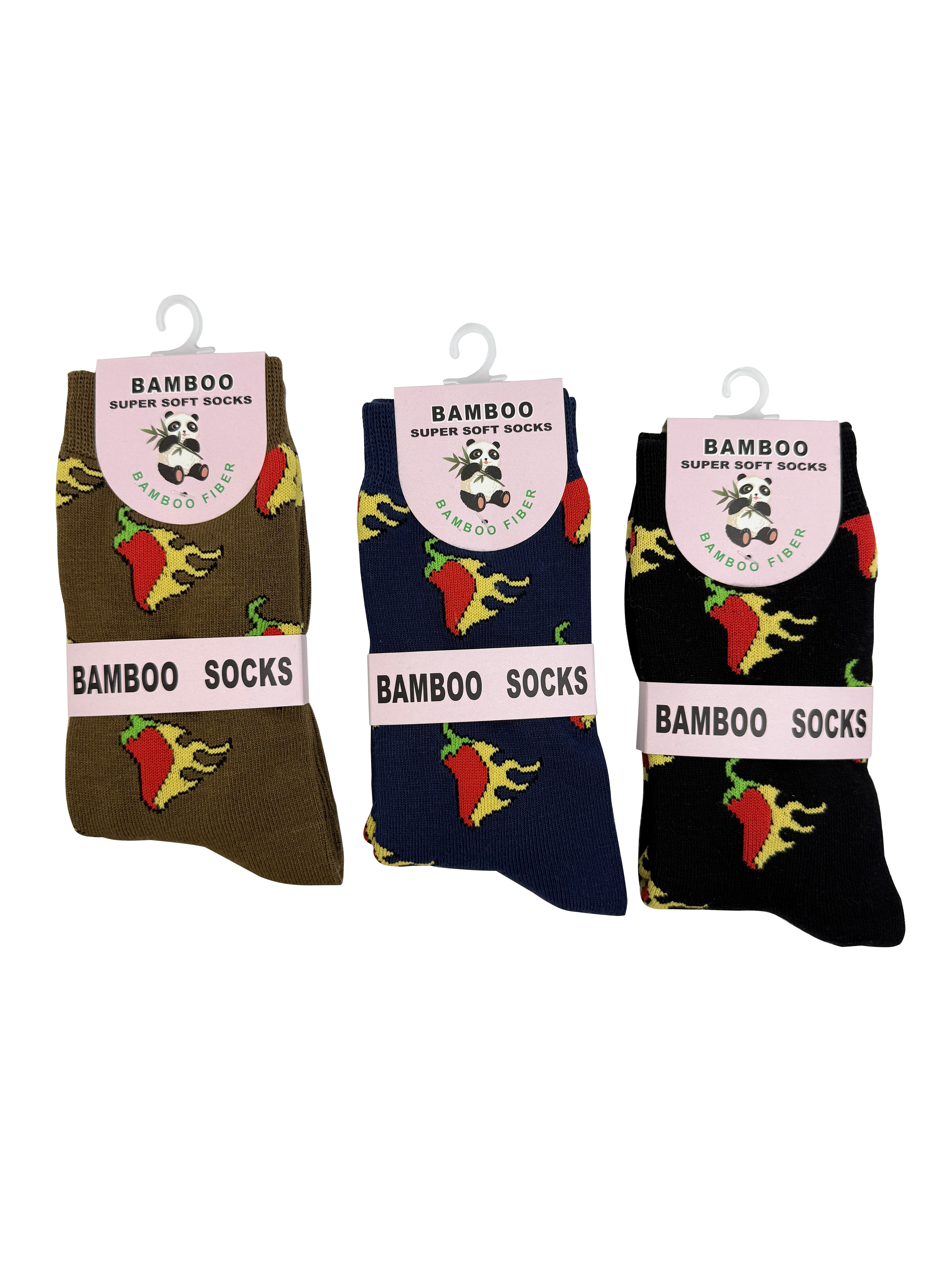 SK-45 A Gift Box of 3 Pairs of Red Chillies Print Bamboo Socks