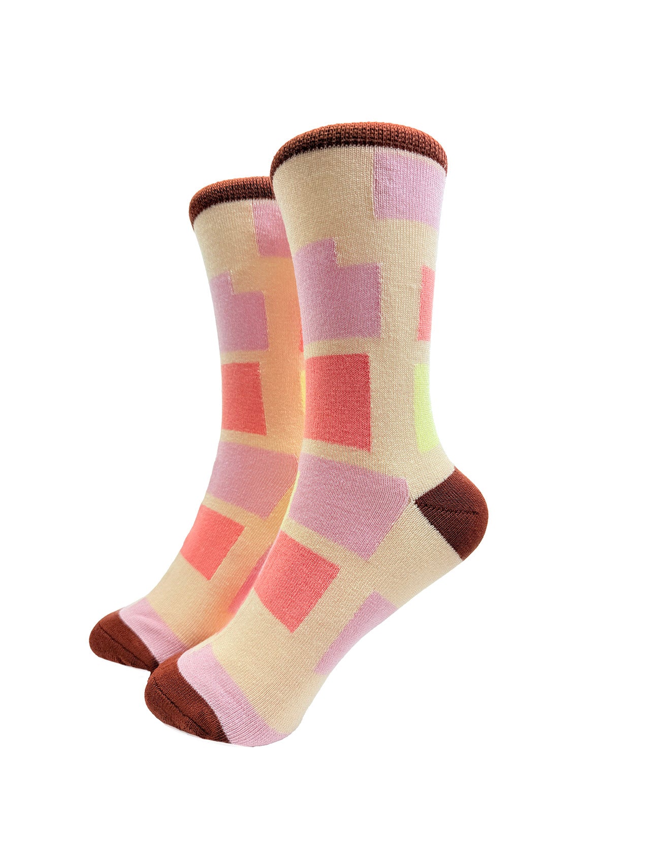 SK-46 Colourful Squares Print Bamboo Socks