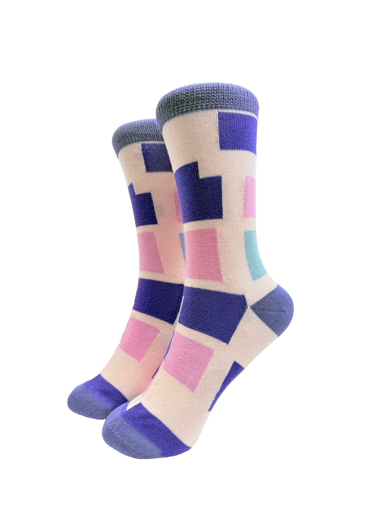 SK-46 Colourful Squares Print Bamboo Socks