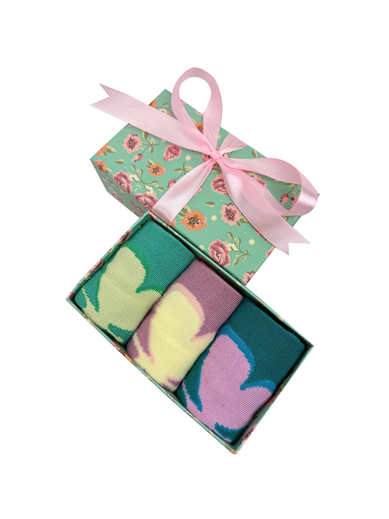 SK-49 A Gift Box of 3 Pairs of Butterflies Print Bamboo Socks