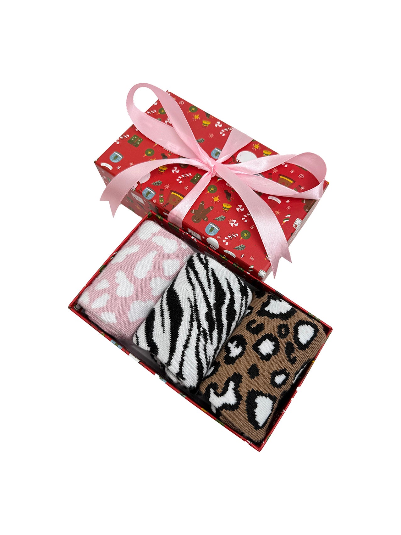 SK-52 A Gift Box of 3 Pairs of Animal Print Bamboo Socks
