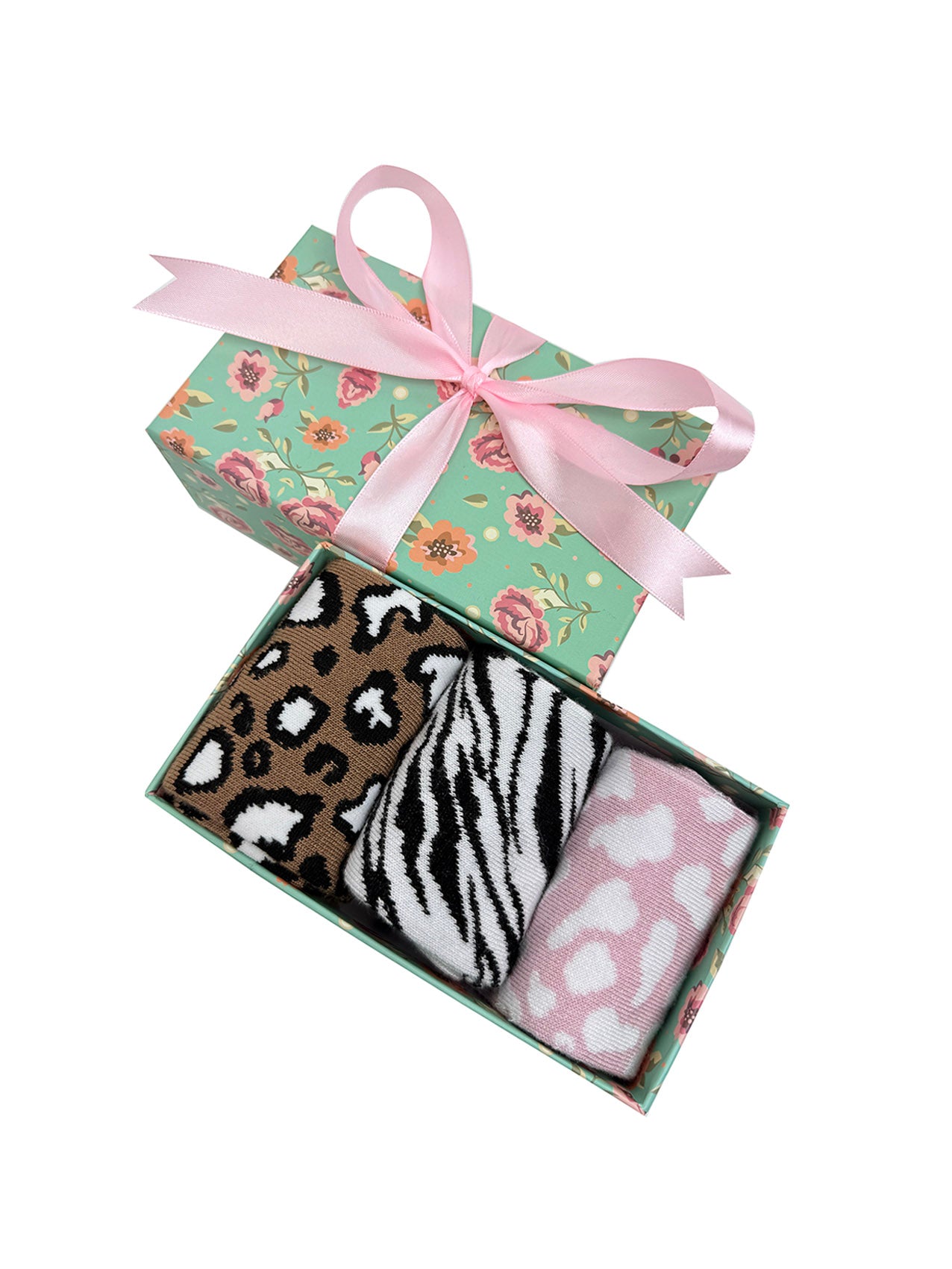 SK-52 A Gift Box of 3 Pairs of Animal Print Bamboo Socks