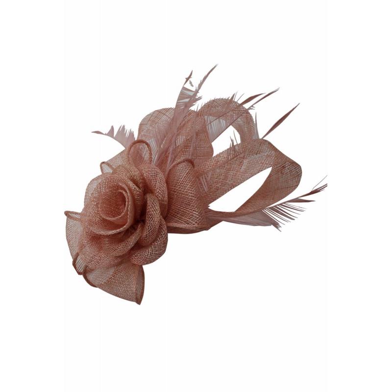 AB18189 Twisted Sinamay Flower Fascinator with Loops and Spiky Feathers