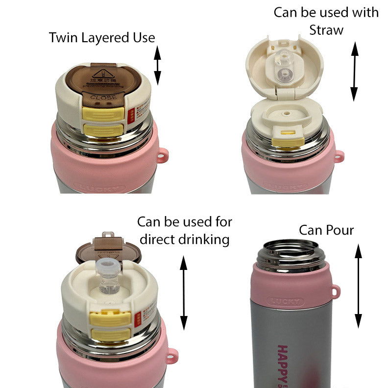 BT25220-2 Colourful Vaccum Cups for Hot & Cold Drinks with Straw