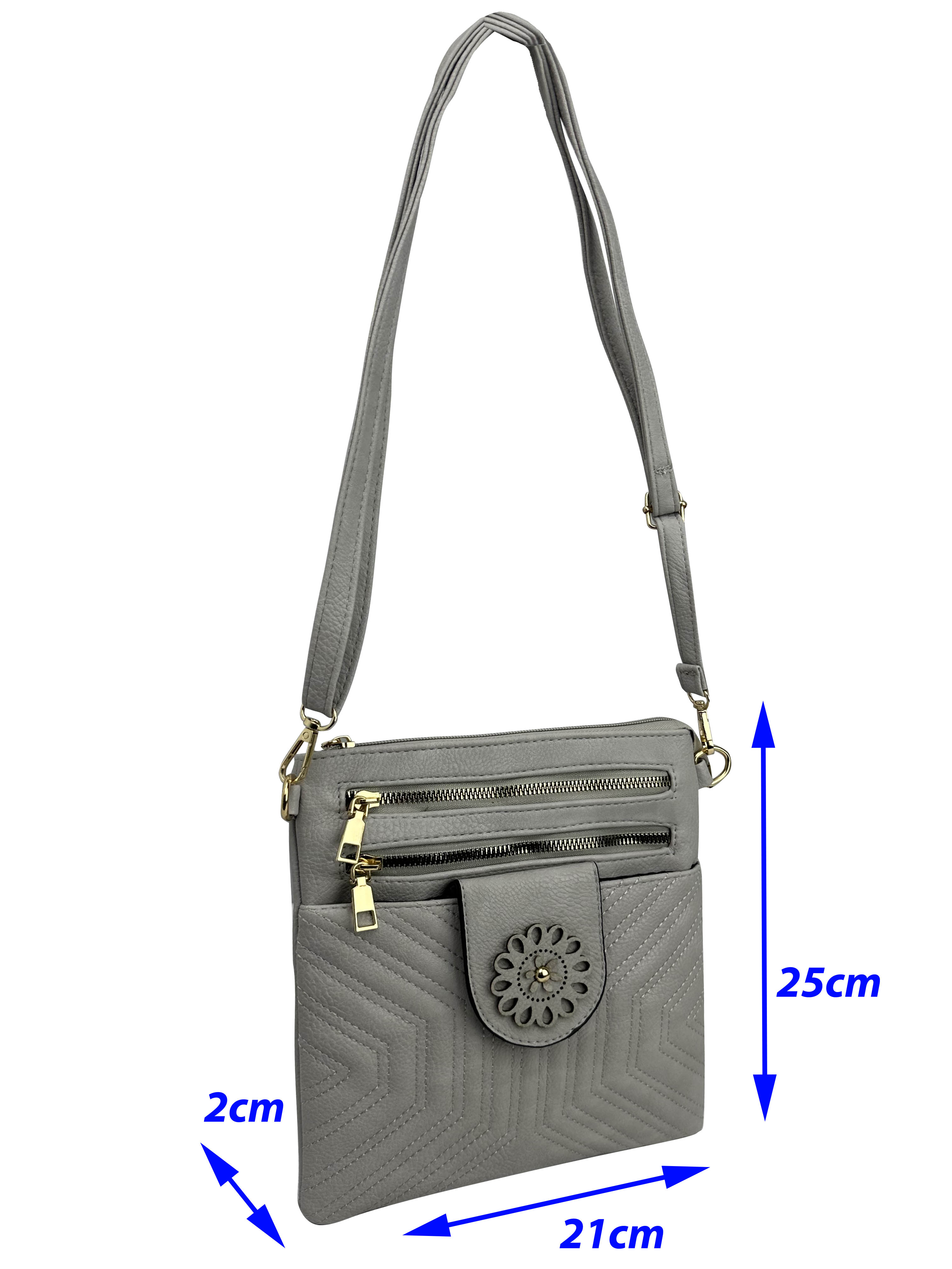 BG2413-081 Double Front Zip Pocket Cross Body Messenger Shoulder Bag