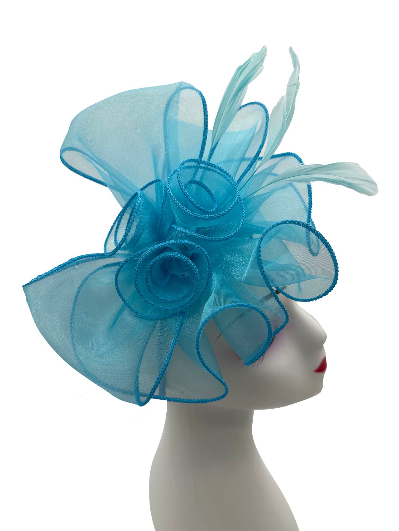 FT3090 Rose Bouquet with Big Bow & Feather Fascinator