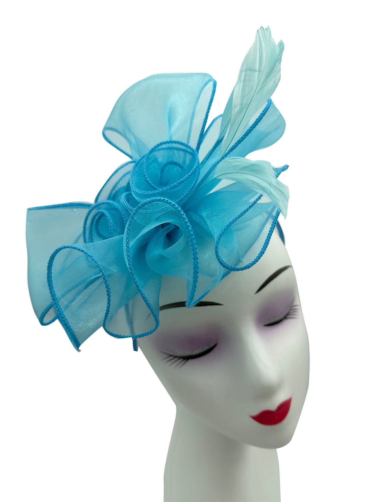 FT3090 Rose Bouquet with Big Bow & Feather Fascinator