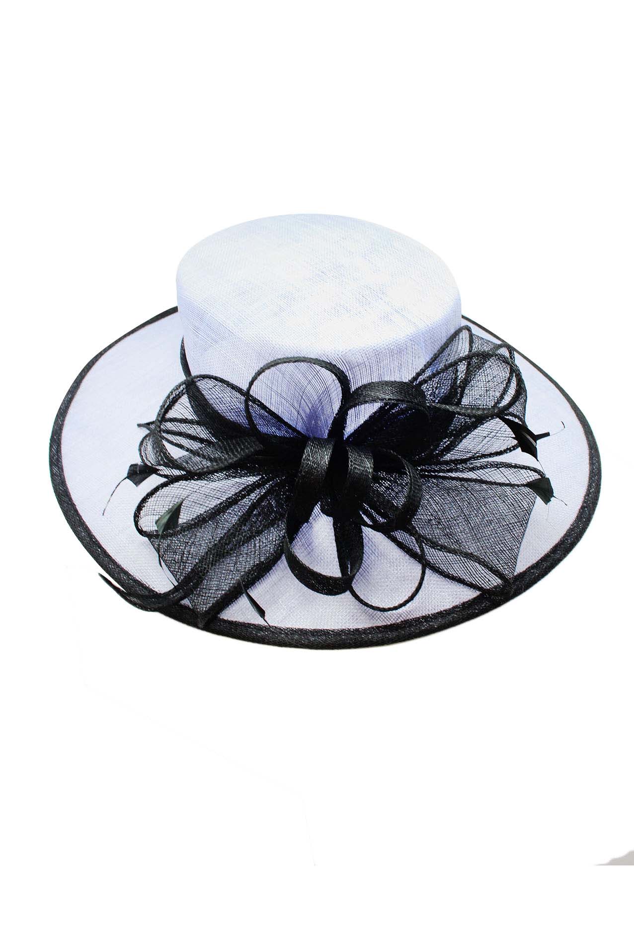 WF17-2 Oversize Sinamay Hat with Large Bow & Feather