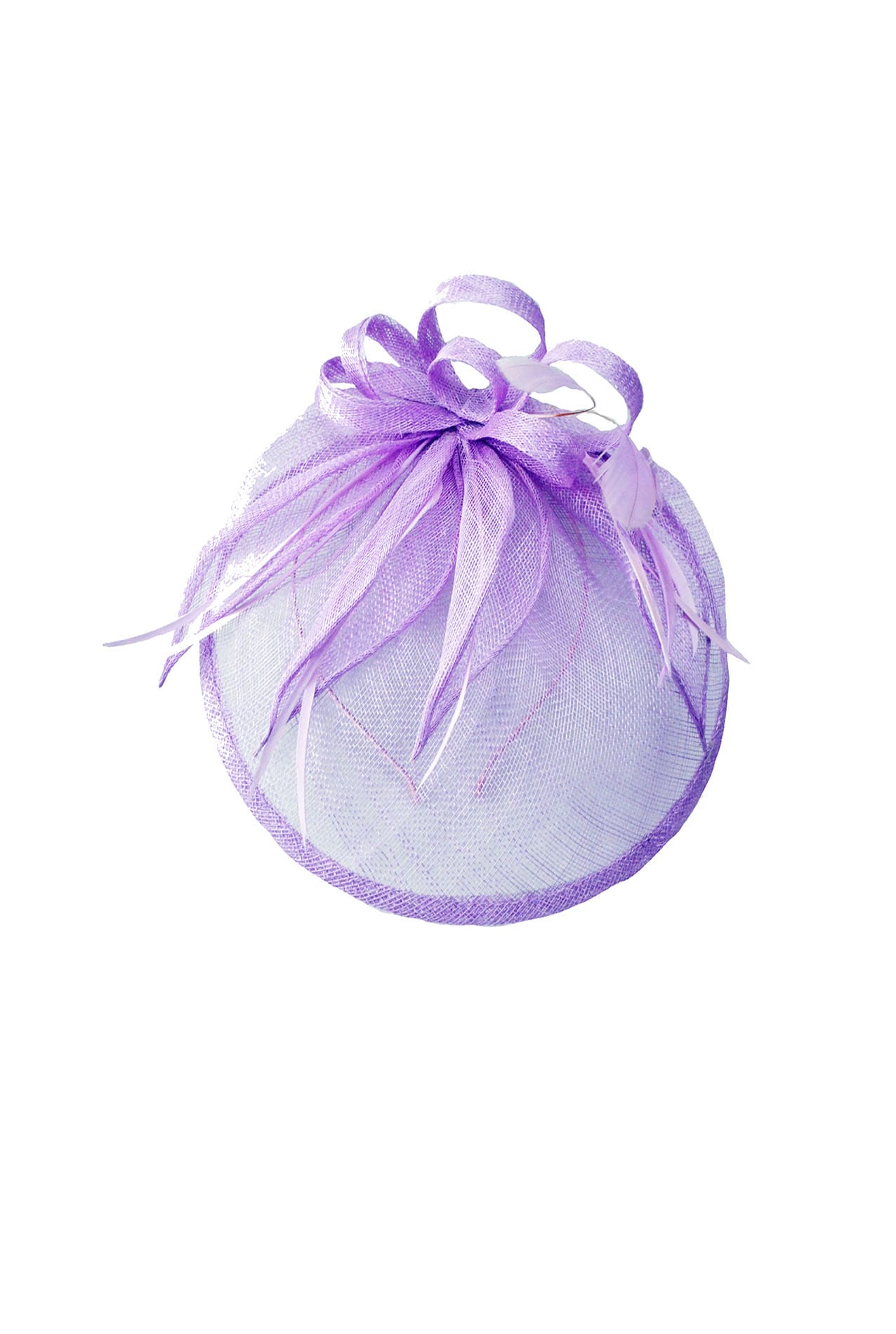 WF1723-2 Sinamay Button Base Fascinator with Feathers and Looped Flowe ...