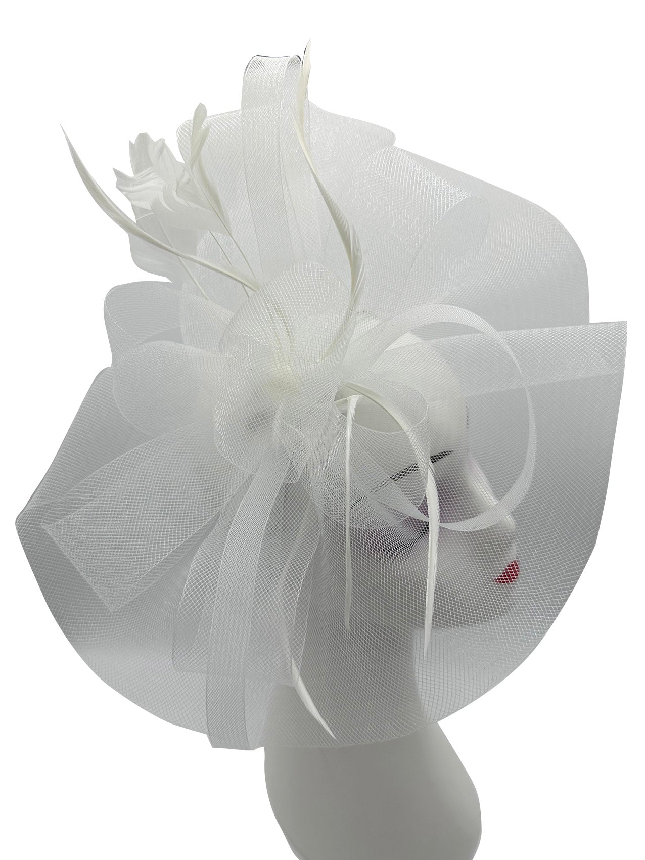 FT3900 Layered Mesh Net Floral Fascinator with Popping Feather